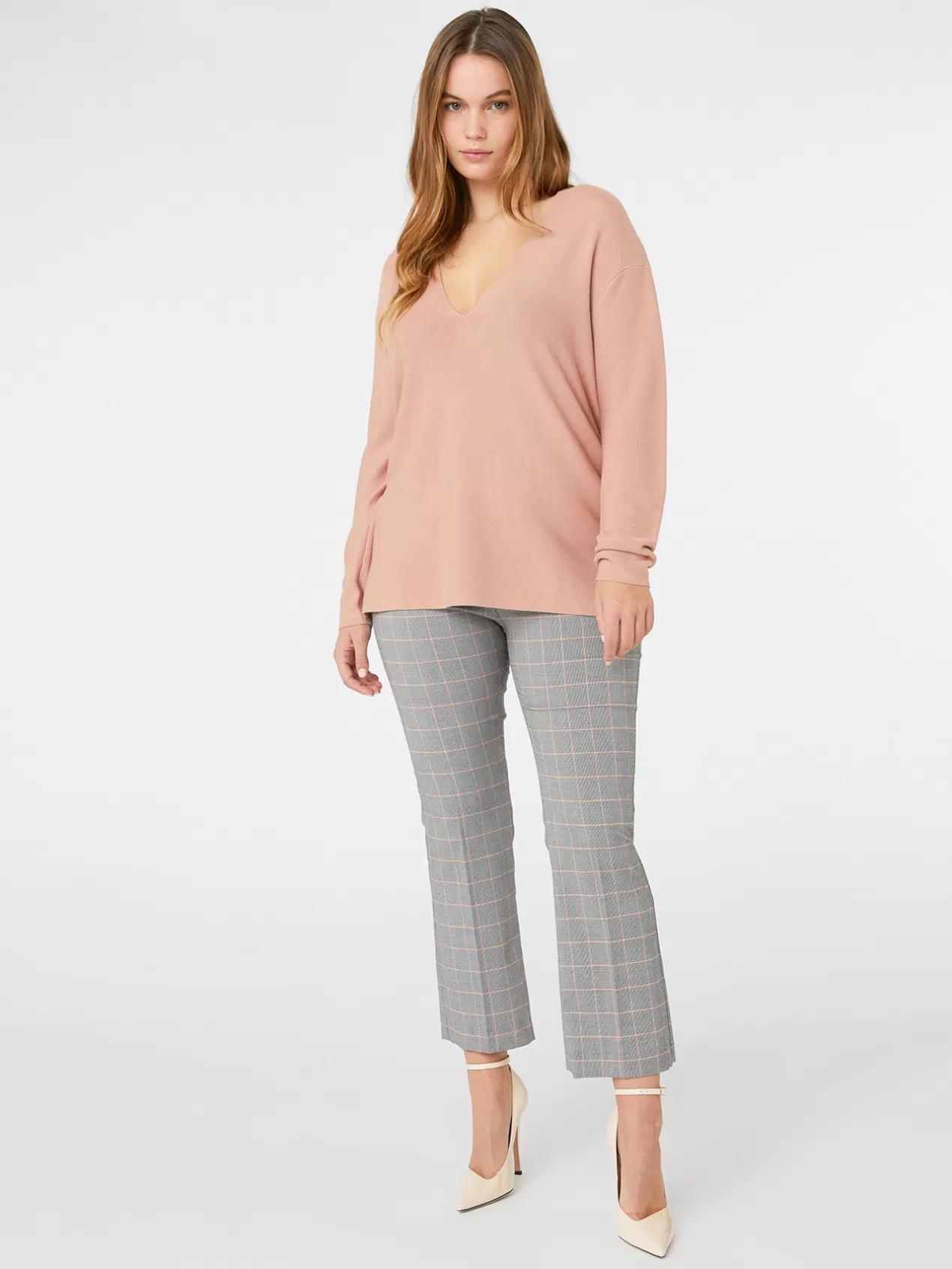 Outlet Elena Mirò Pantalon Kick Flare Prince De Galles Gris