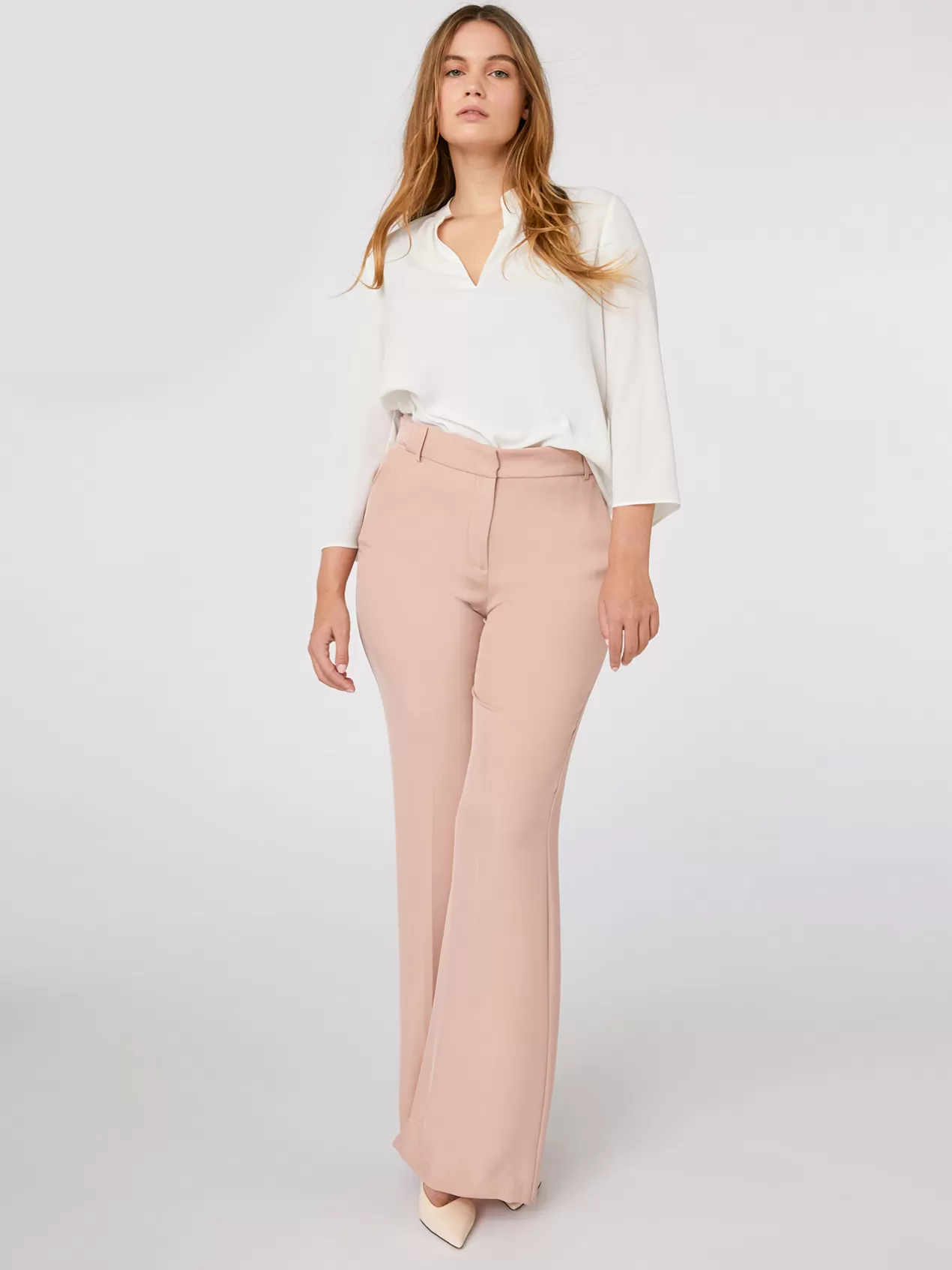New Elena Mirò Pantalon Large A Bretelles Reglables Rose