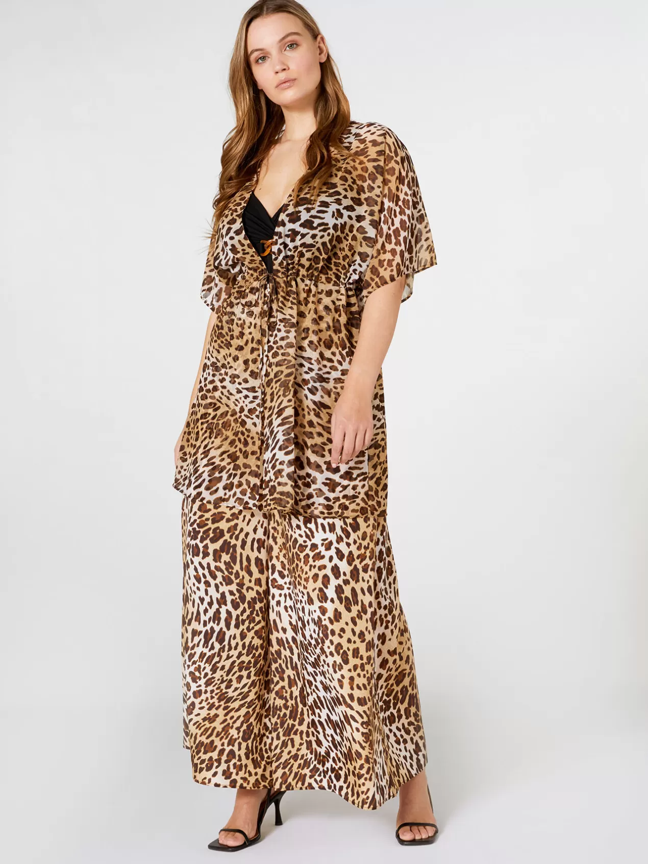 Hot Elena Mirò Pantalon Large A Motif Animalier Marron