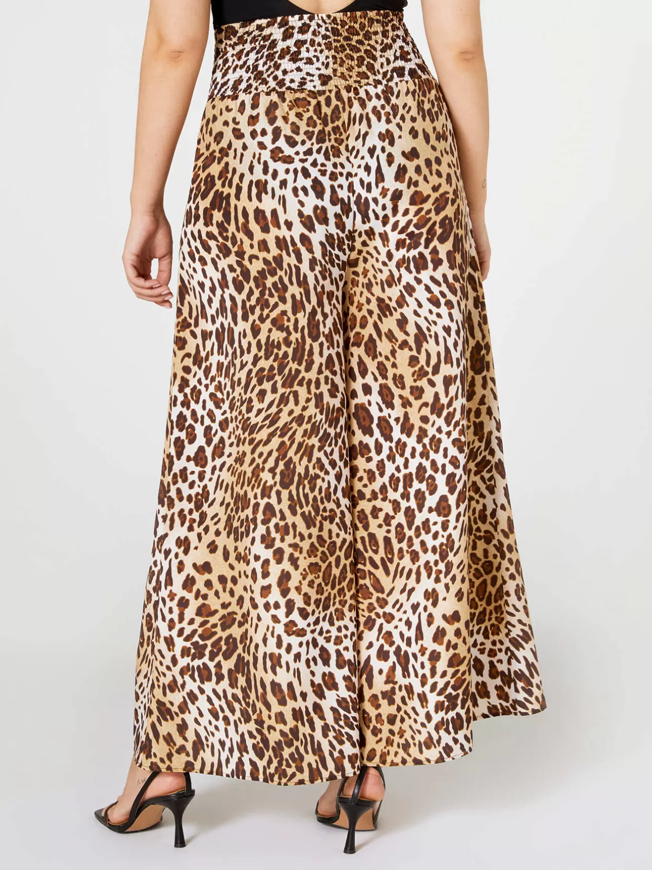 Hot Elena Mirò Pantalon Large A Motif Animalier Marron