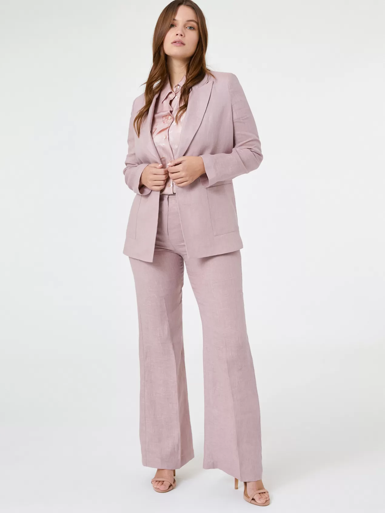 Best Sale Elena Mirò Pantalon Large En Lin Rose