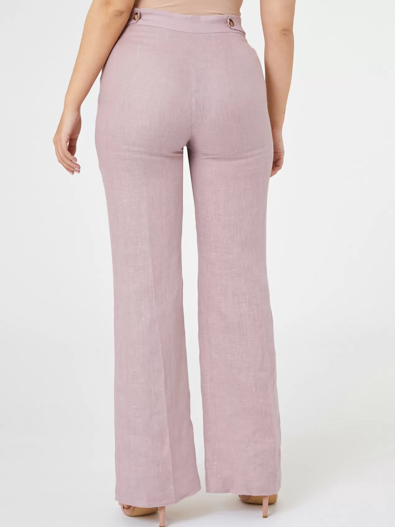 Best Sale Elena Mirò Pantalon Large En Lin Rose