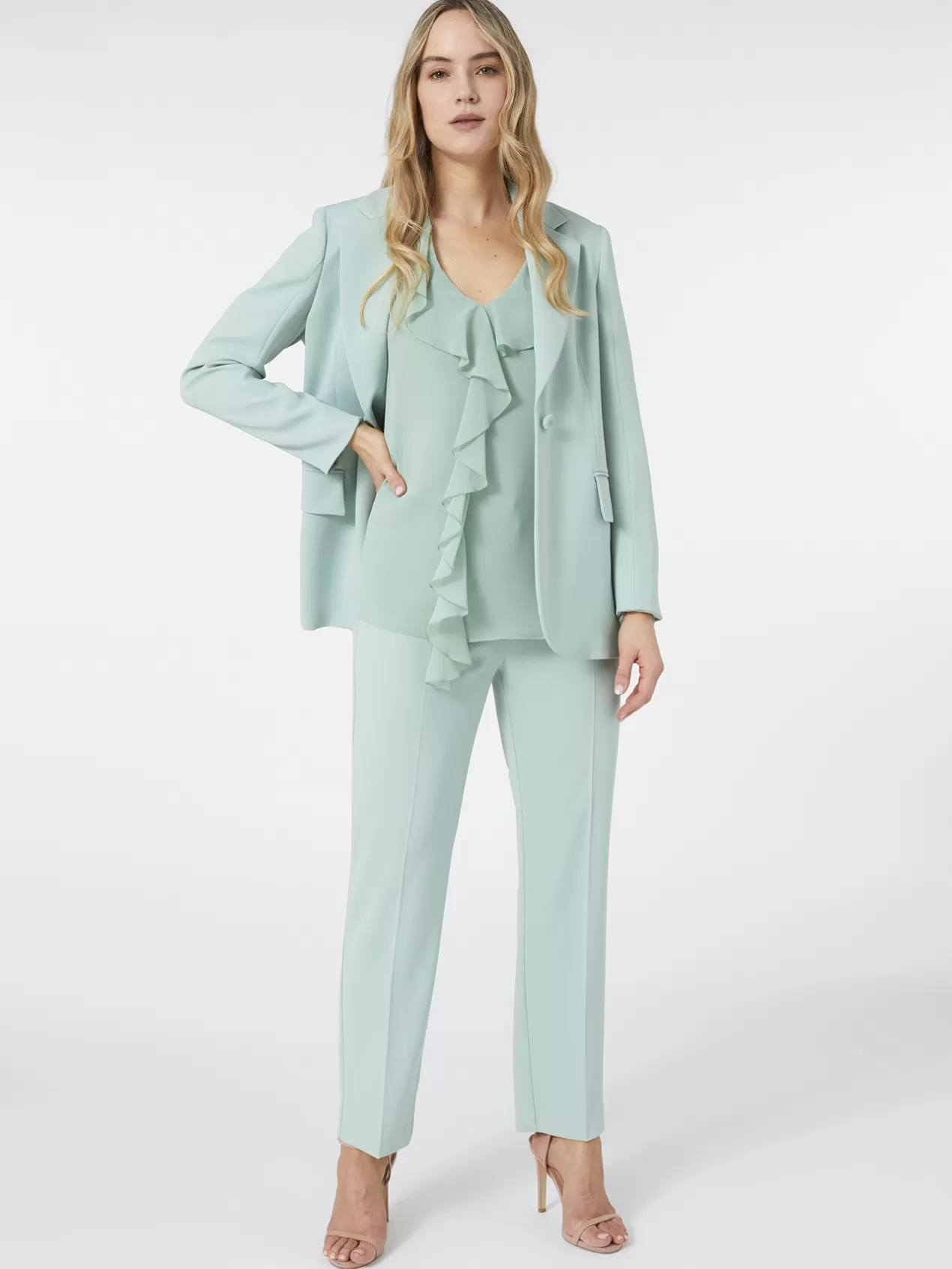 Best Sale Elena Mirò Pantalon Slim En Cady Green Water