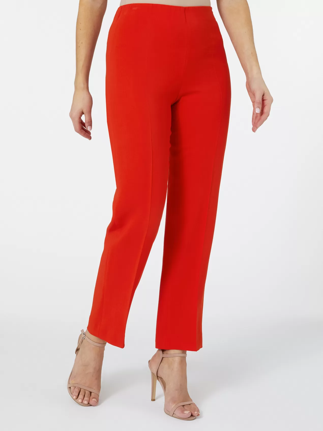 New Elena Mirò Pantalon Slim En Cady Orange Soleil