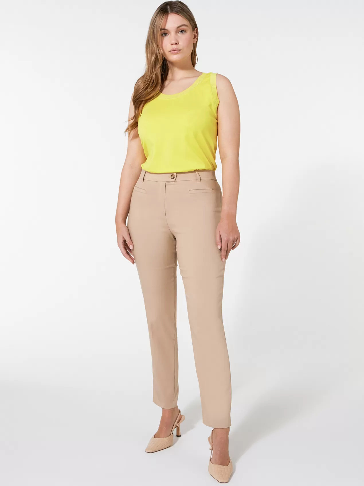 Discount Elena Mirò Pantalon Slim En Coton Compact Rose
