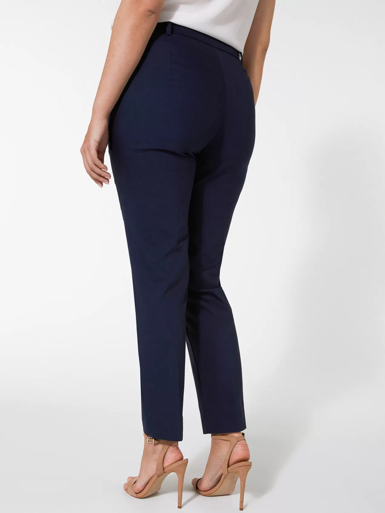Fashion Elena Mirò Pantalon Slim En Coton Compact Bleu