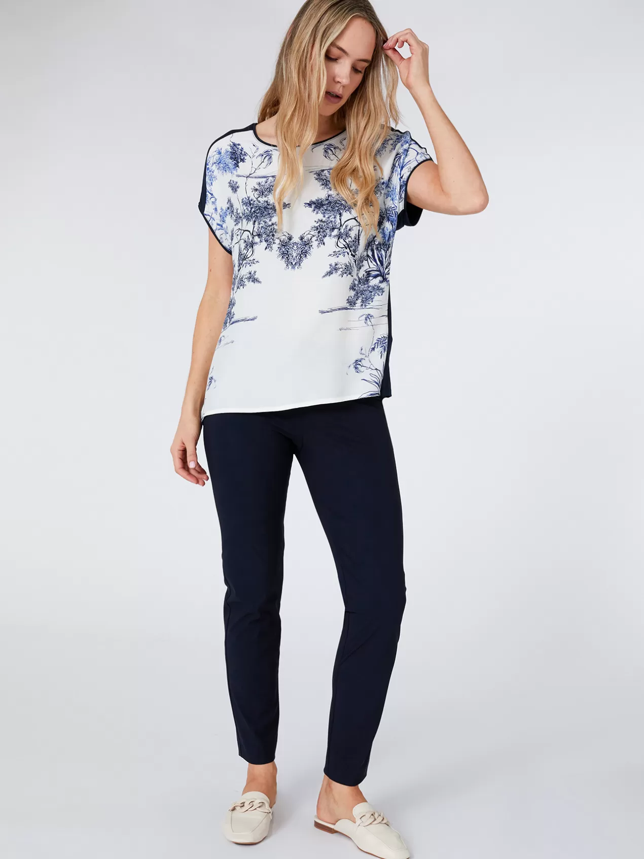 Shop Elena Mirò Pantalon Slim En Jersey Bleu