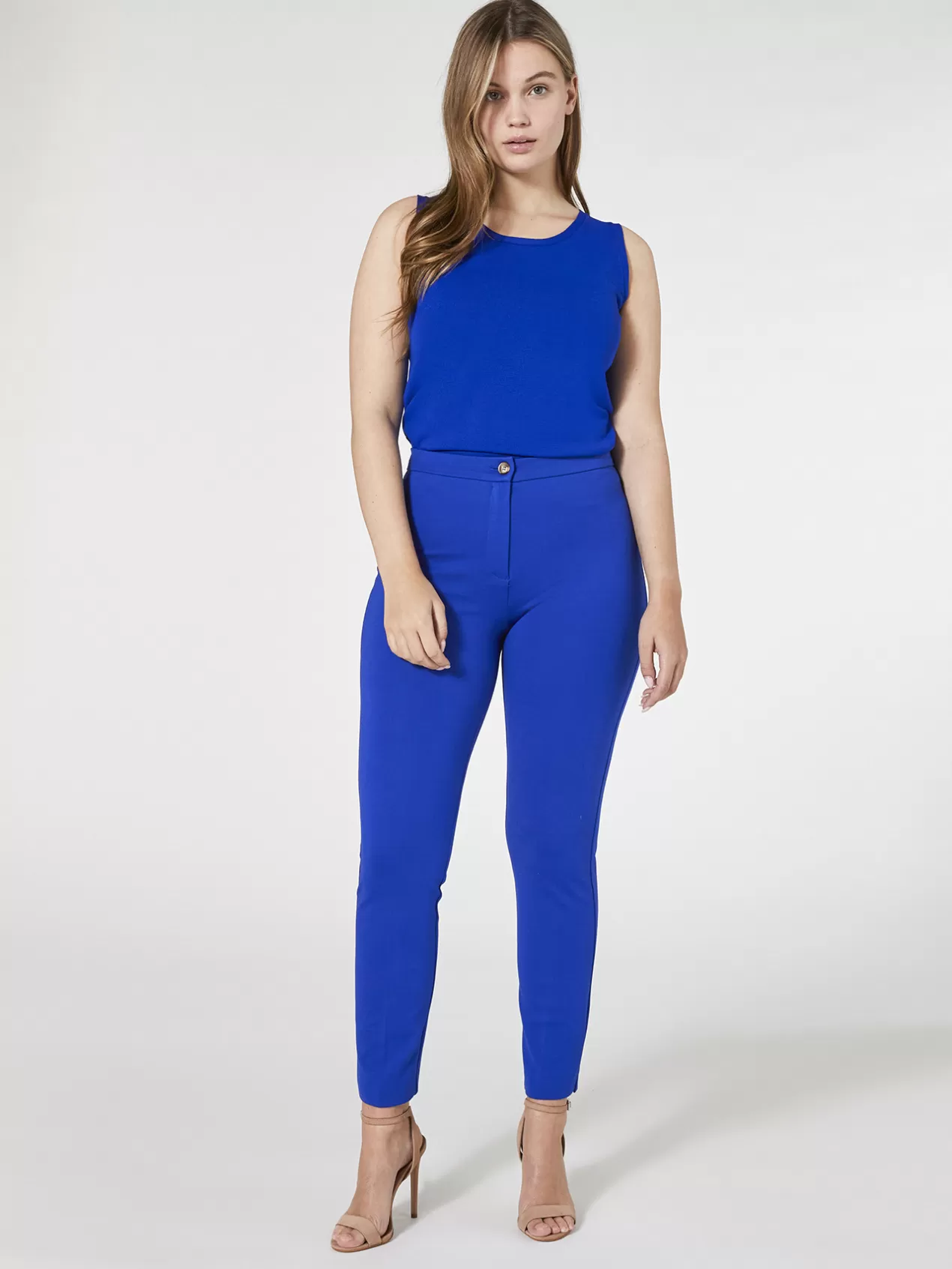 Flash Sale Elena Mirò Pantalon Slim En Maille Milano Bleuet