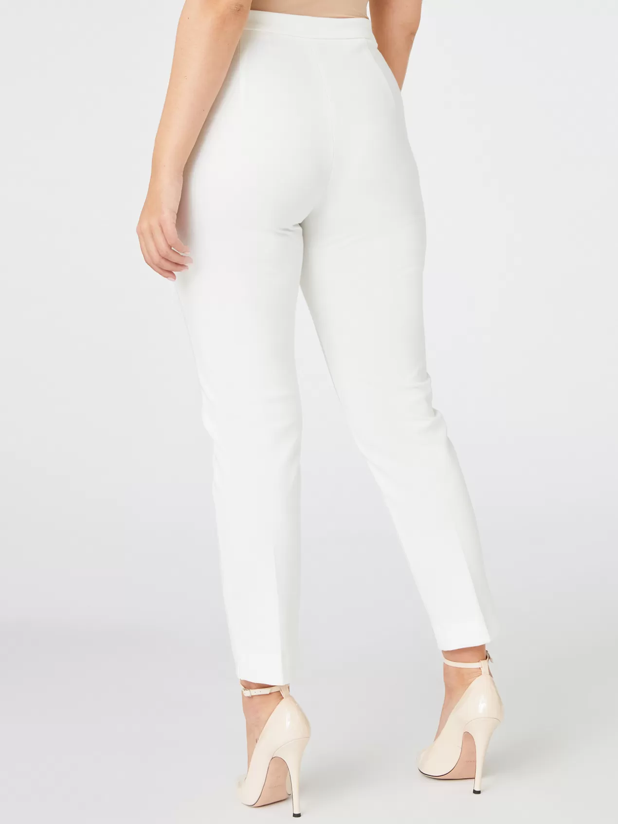 New Elena Mirò Pantalon Slim En Maille Milano Blanc