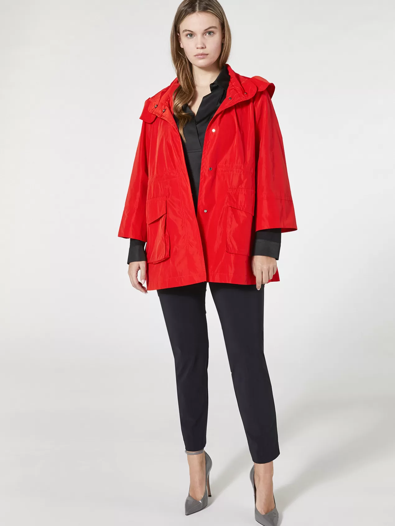 Discount Elena Mirò Parka En Taffetas A Capuche Rouge