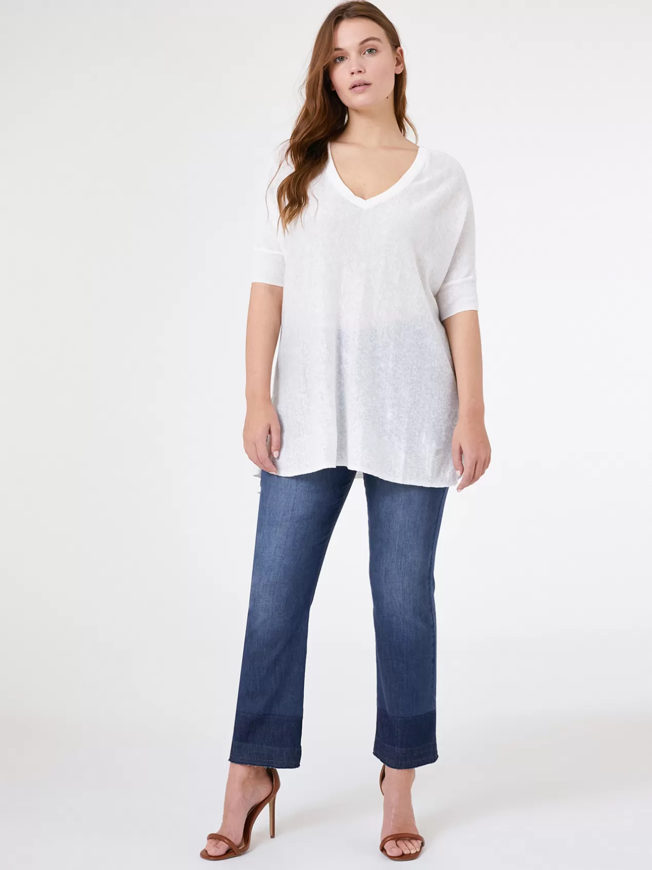 Best Sale Elena Mirò Pull A Col En V En Pur Lin Blanc