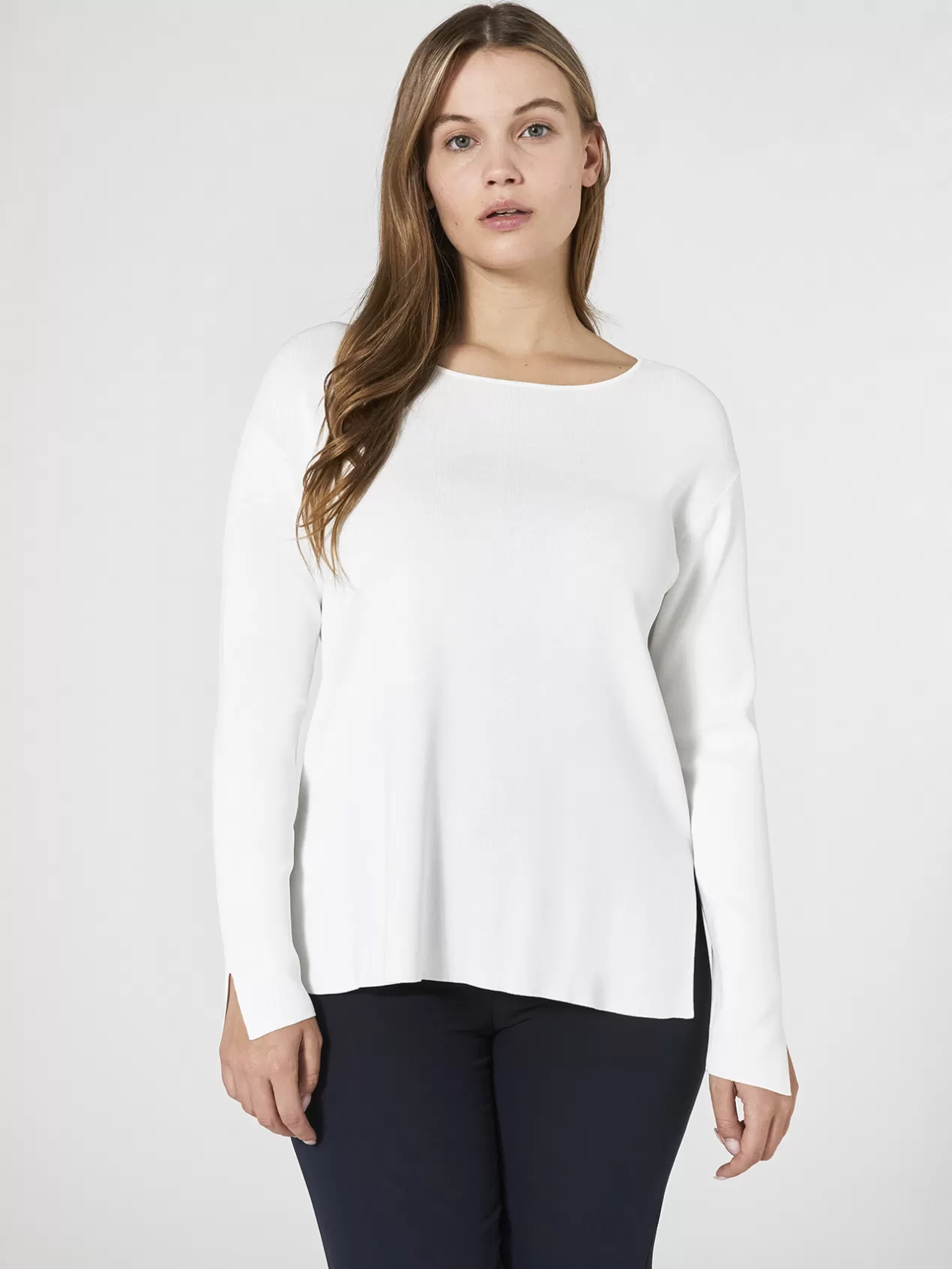 Outlet Elena Mirò Pull Avec Col Bateau Blanc
