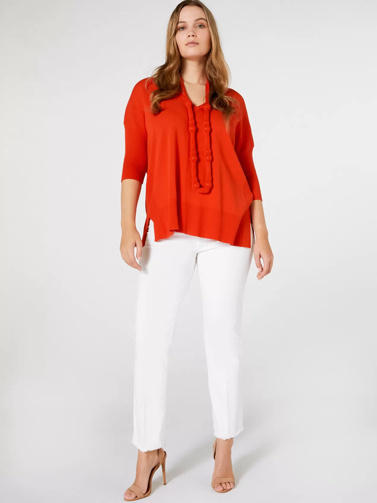 Sale Elena Mirò Pull Avec Collier Rouge