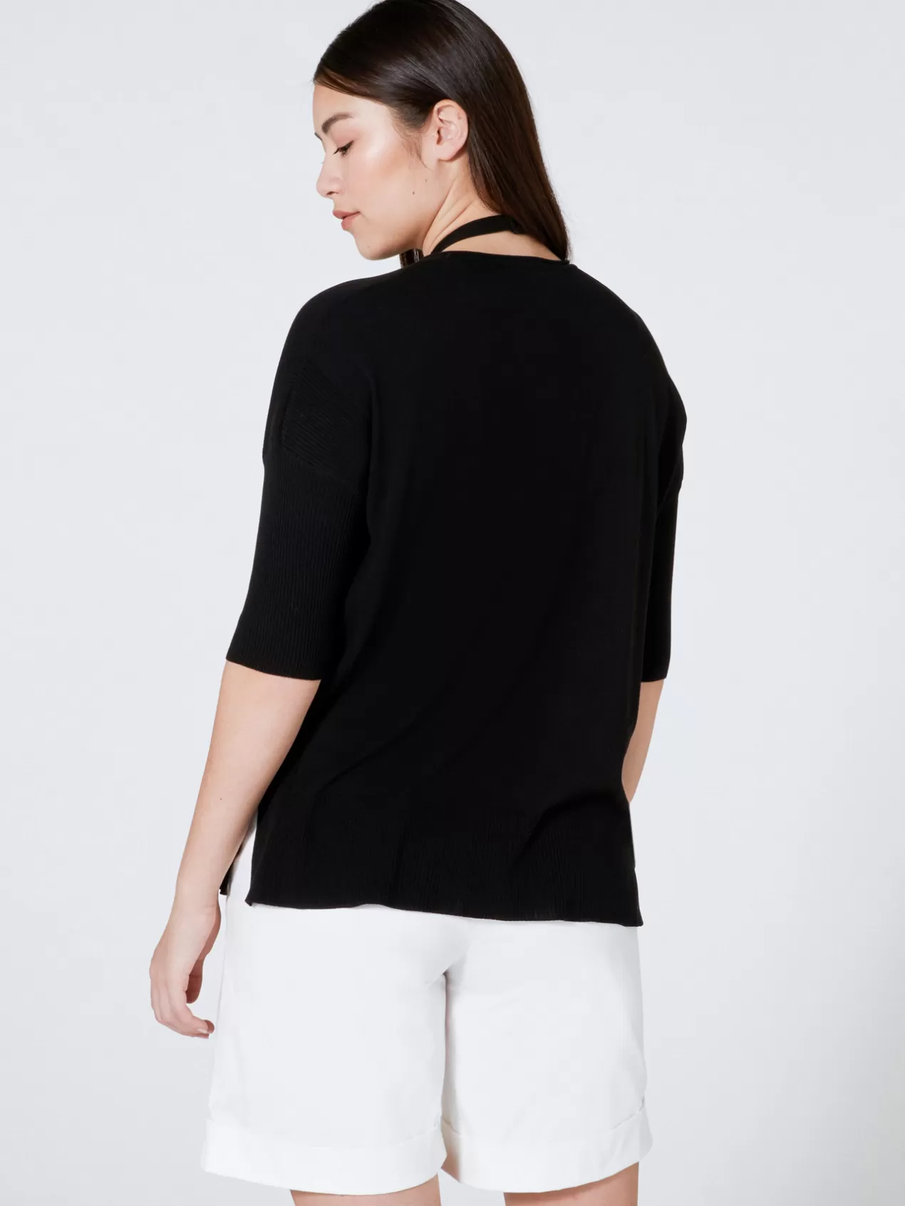 Shop Elena Mirò Pull Avec Collier Noir