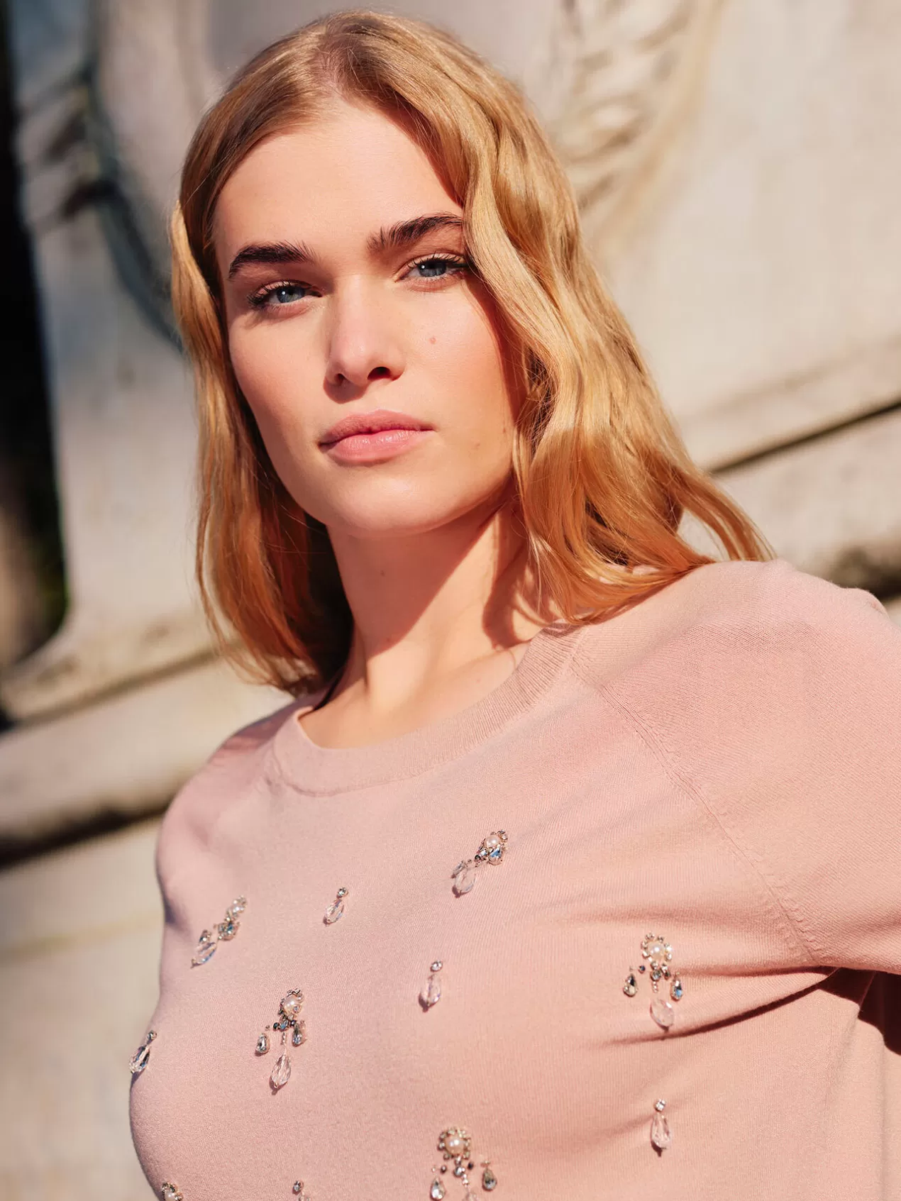 Hot Elena Mirò Pull Ecovero™ Avec Broderie Fine Rose