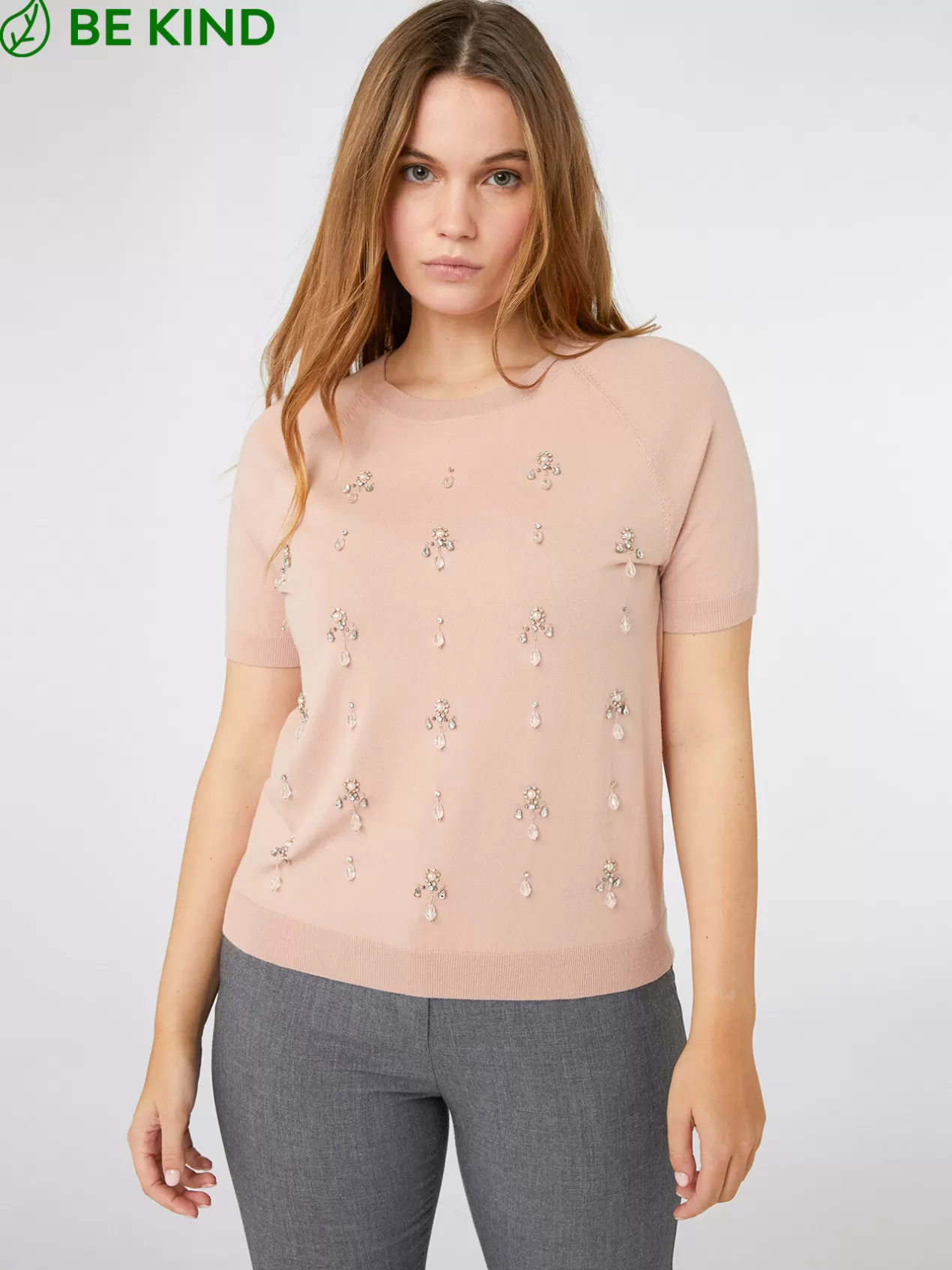 Hot Elena Mirò Pull Ecovero™ Avec Broderie Fine Rose