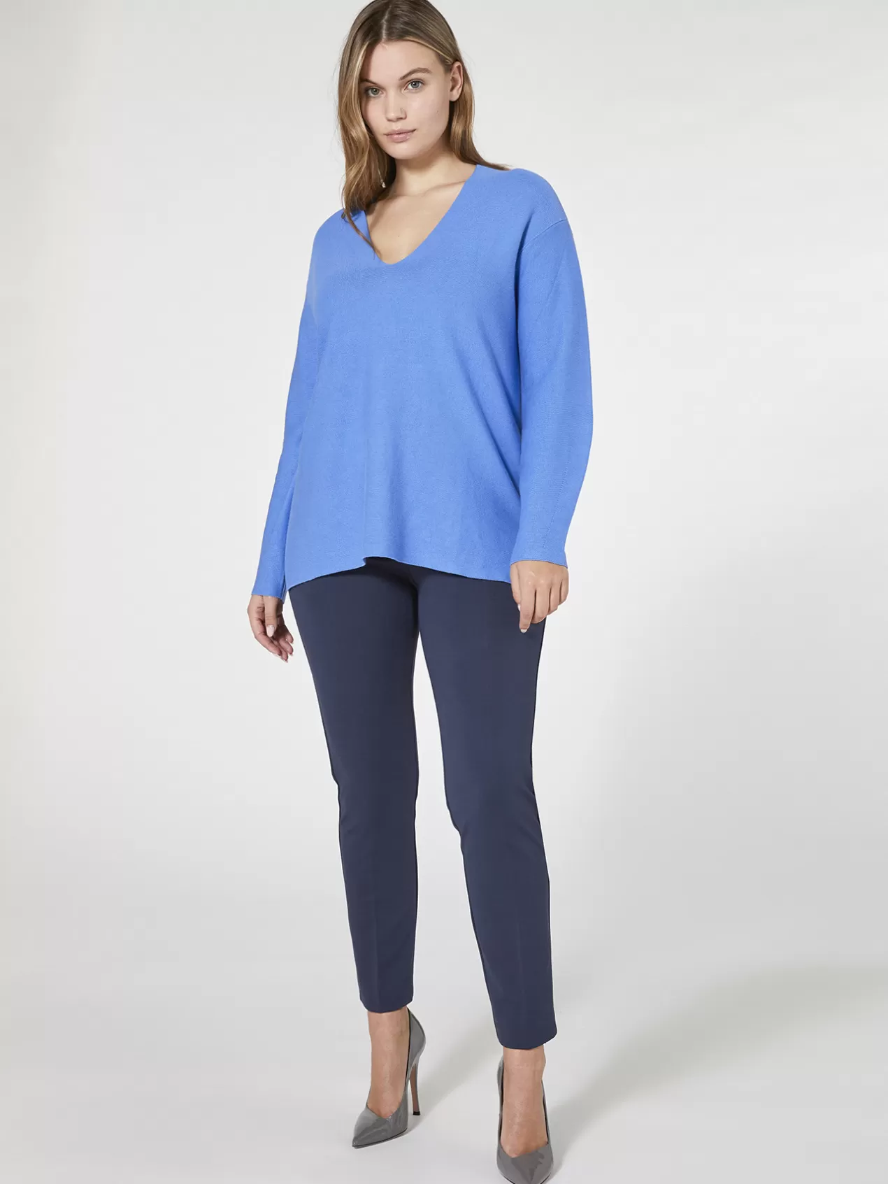 Shop Elena Mirò Pull En Coton, Viscose Et Soie Light - Blue