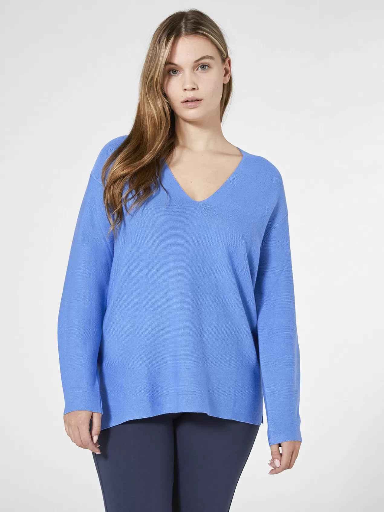 Shop Elena Mirò Pull En Coton, Viscose Et Soie Light - Blue