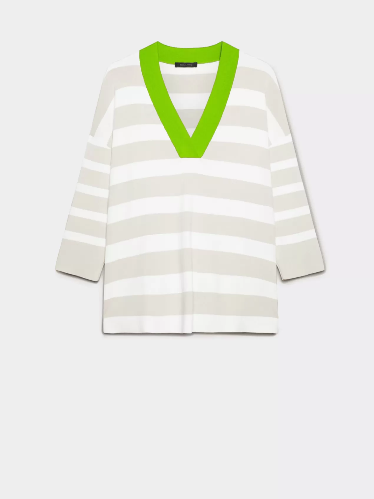 Clearance Elena Mirò Pull Raye Avec Bordure Coloree Beige