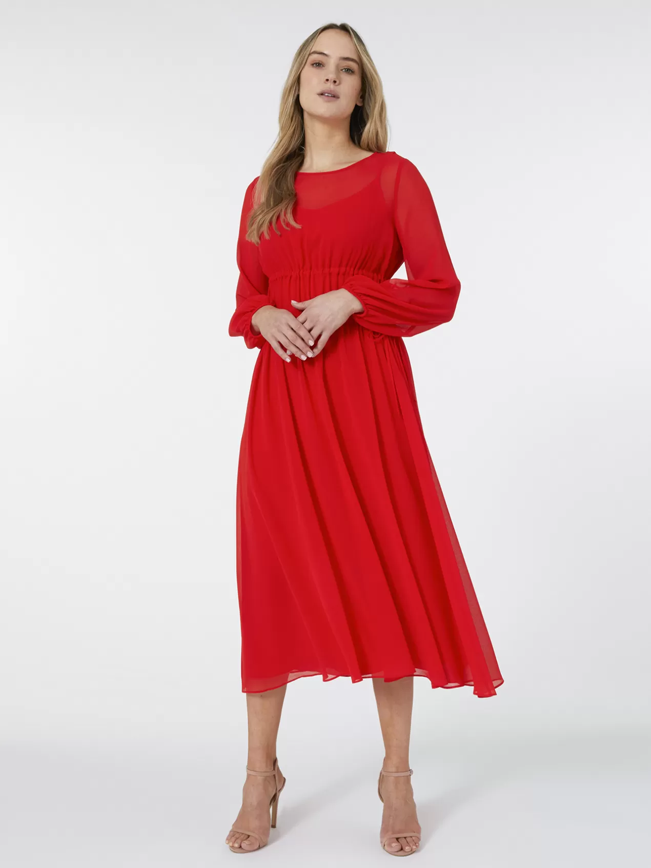Best Sale Elena Mirò Robe Avec Fronces Rouge