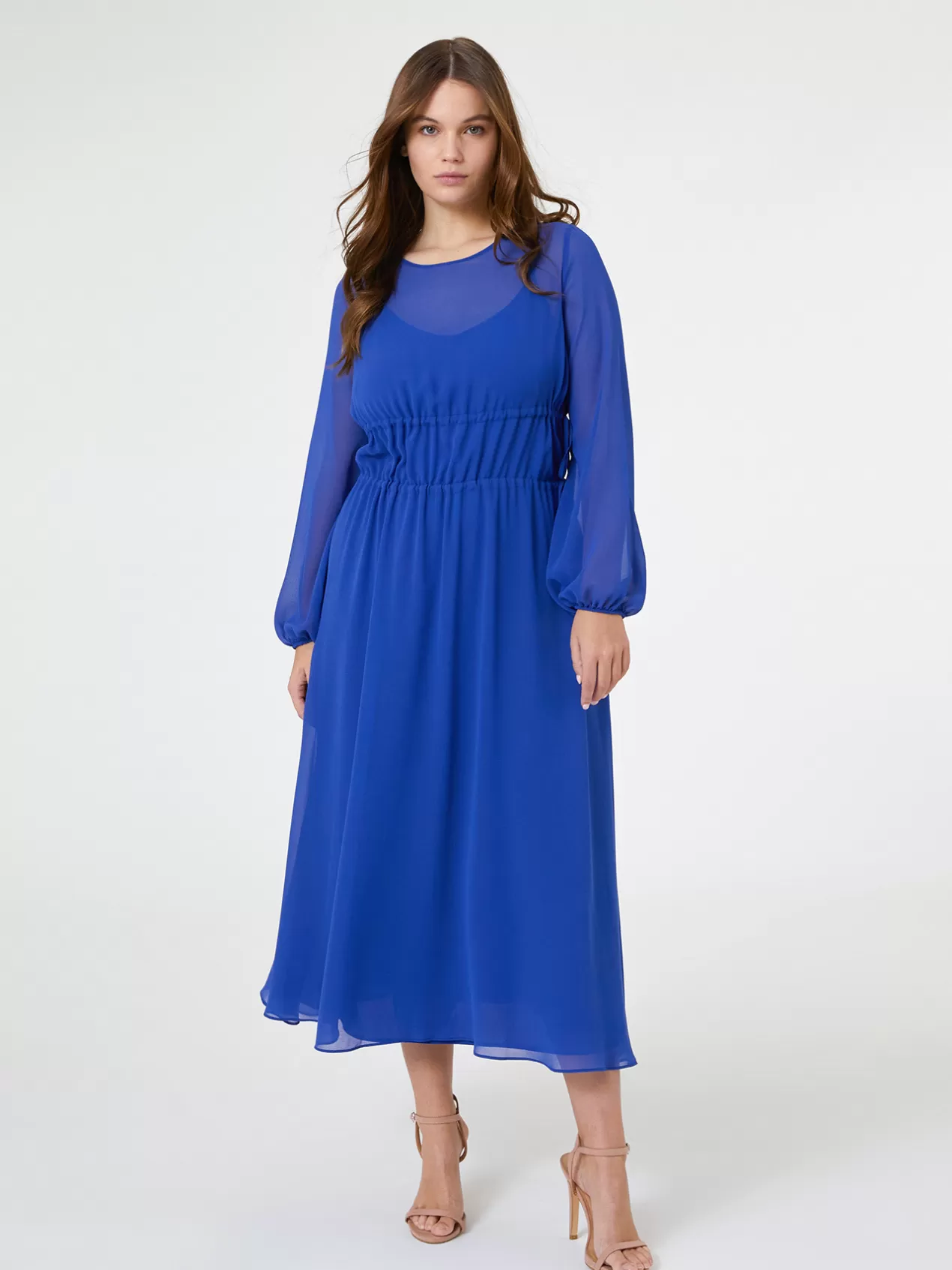 Cheap Elena Mirò Robe Avec Fronces Bleuet