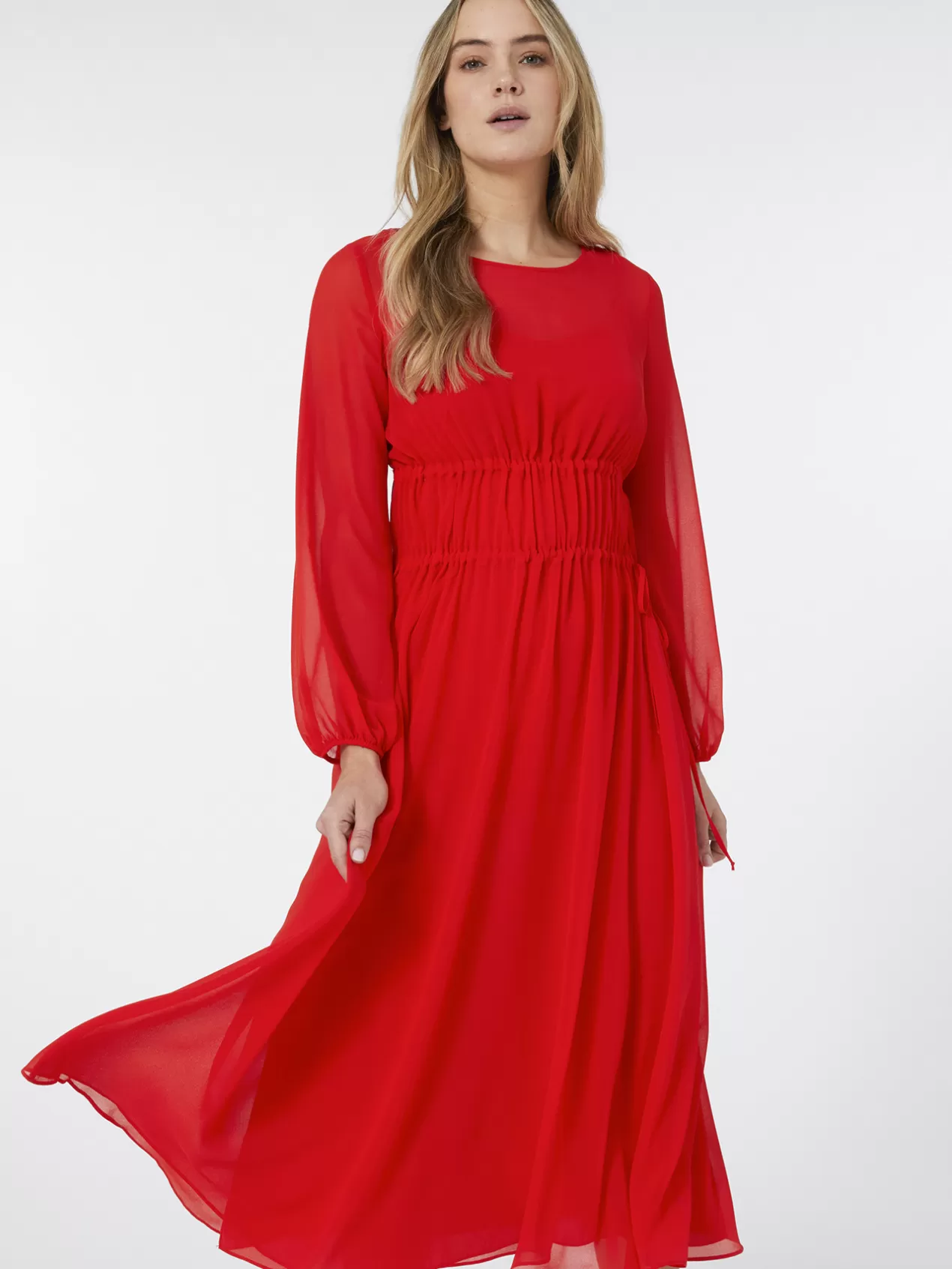 Best Sale Elena Mirò Robe Avec Fronces Rouge