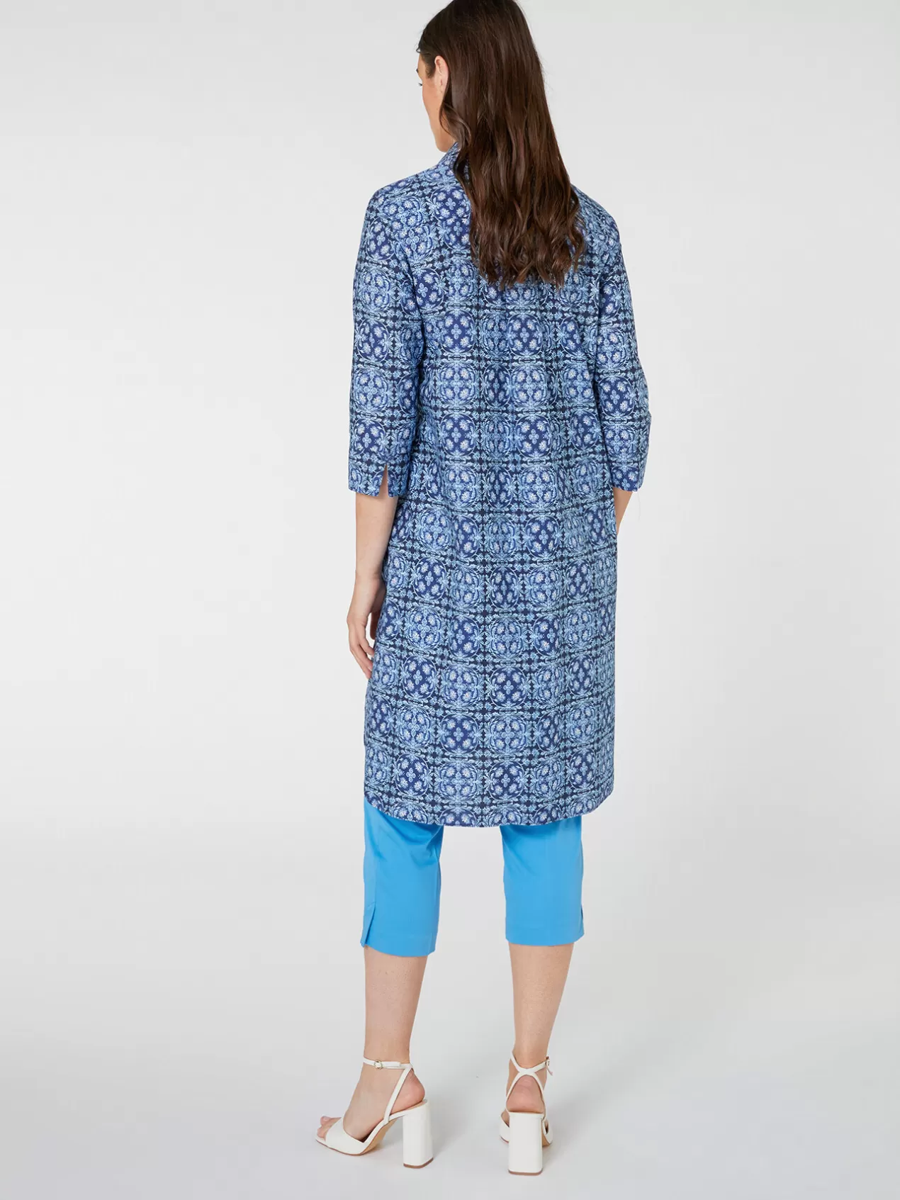 Clearance Elena Mirò Robe Chemisier A Fleurs Bleu