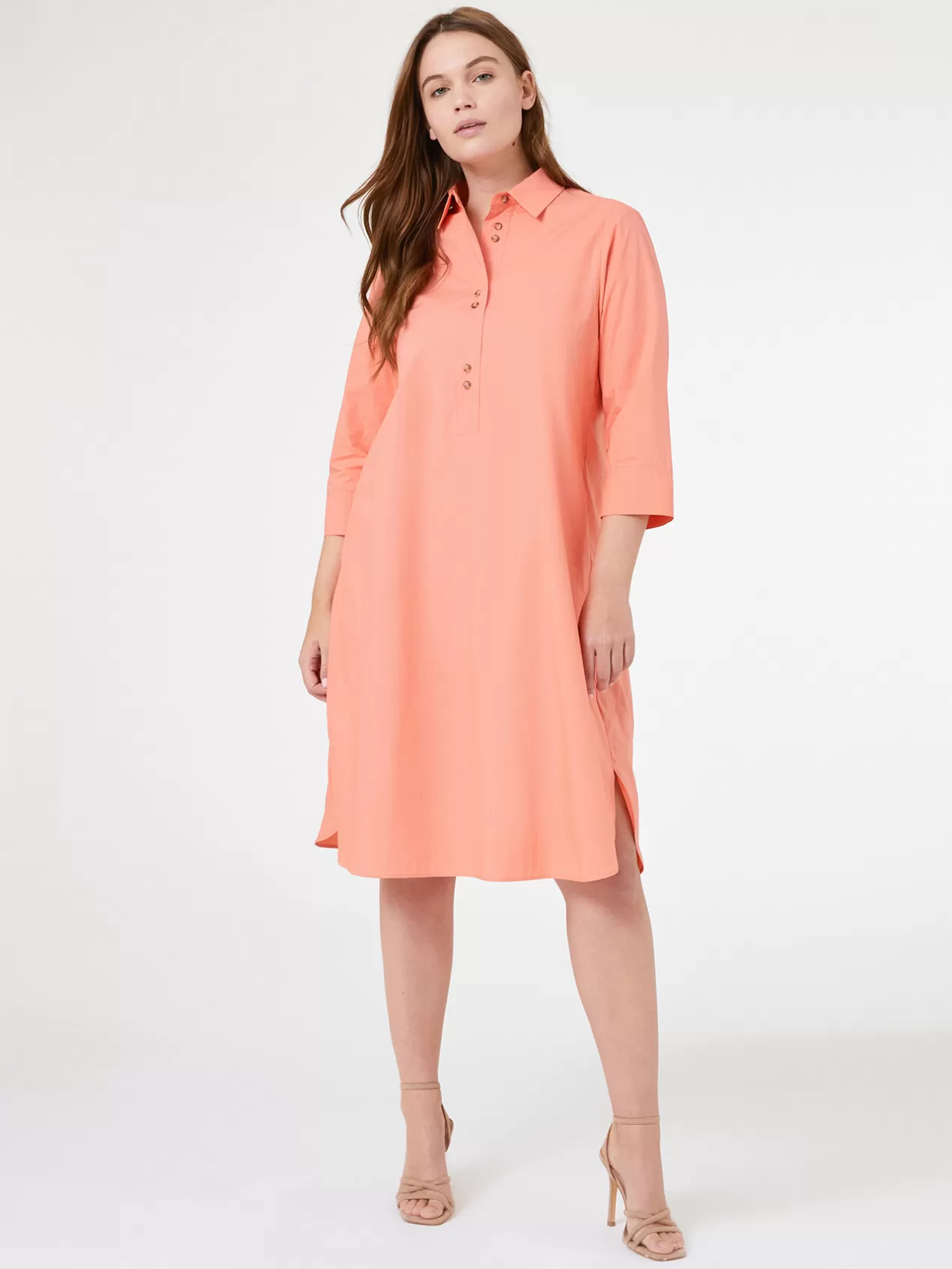 Flash Sale Elena Mirò Robe Chemisier En Toile Orange Soleil