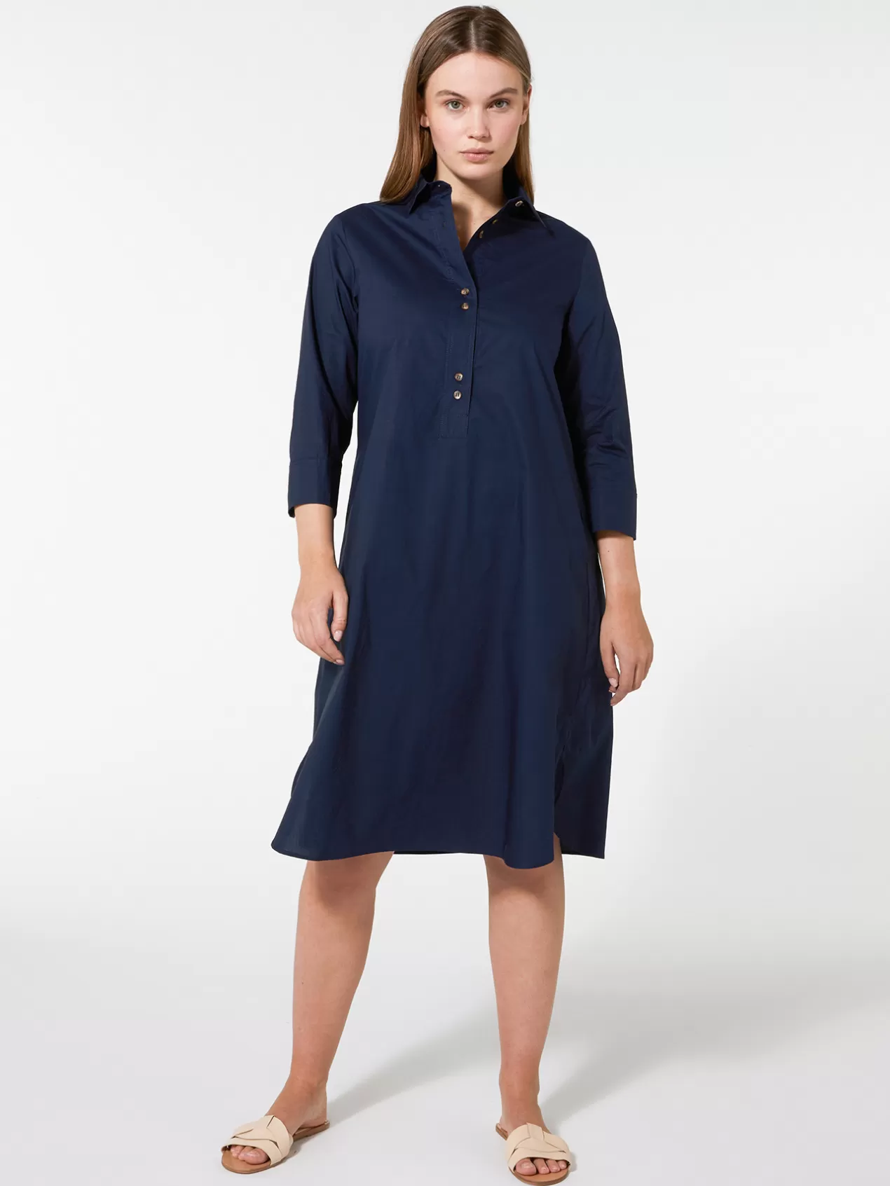 Shop Elena Mirò Robe Chemisier En Toile Bleu