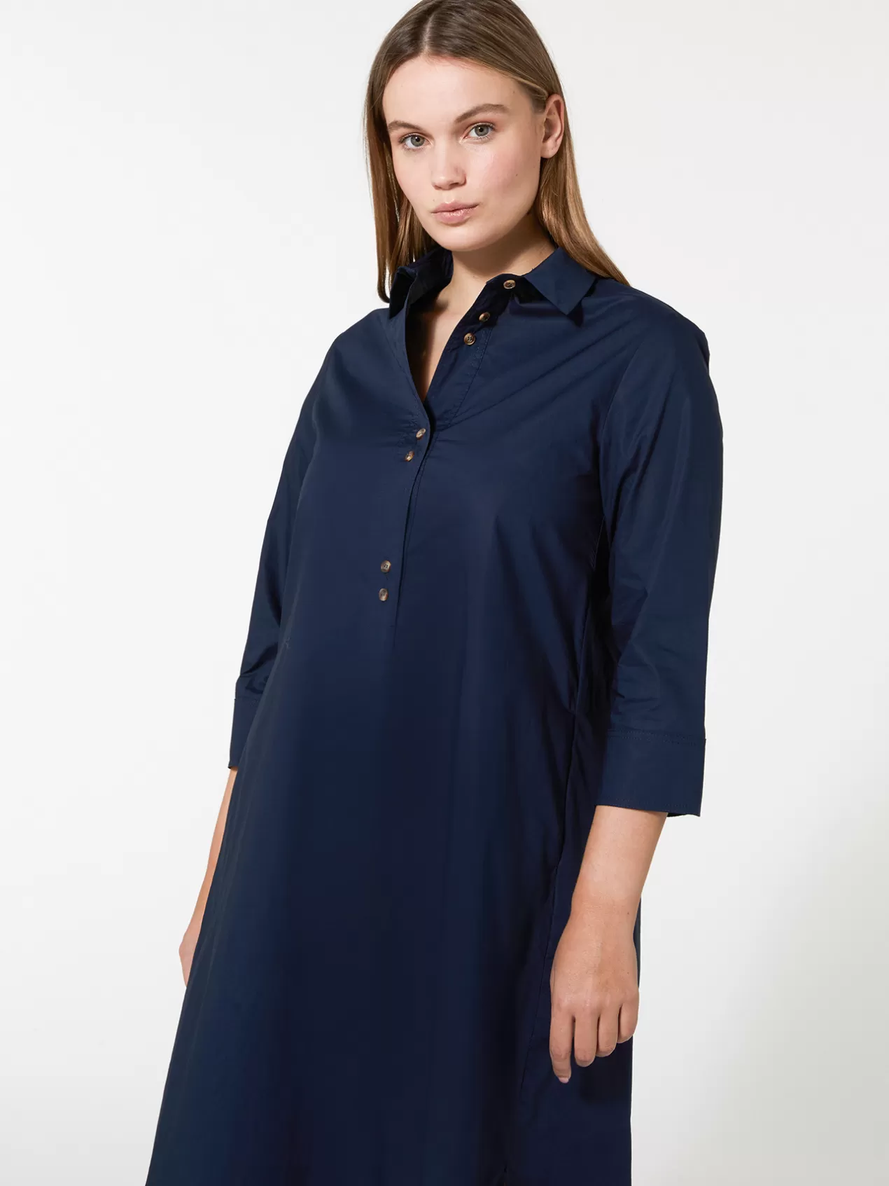 Shop Elena Mirò Robe Chemisier En Toile Bleu