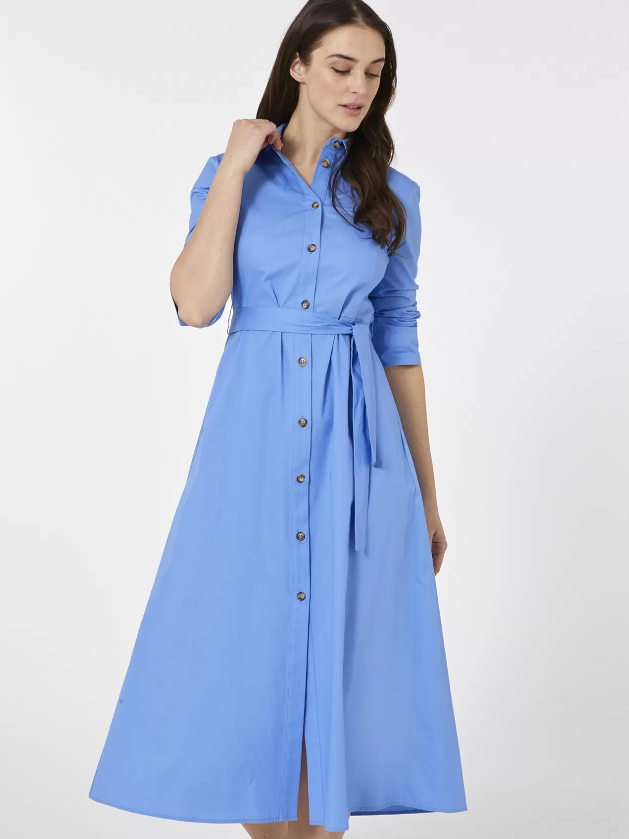 Best Elena Mirò Robe Chemisier En Toile De Coton Light - Blue