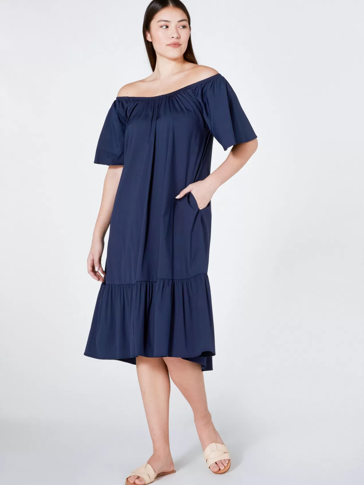 Outlet Elena Mirò Robe D'Ete A Volants Bleu