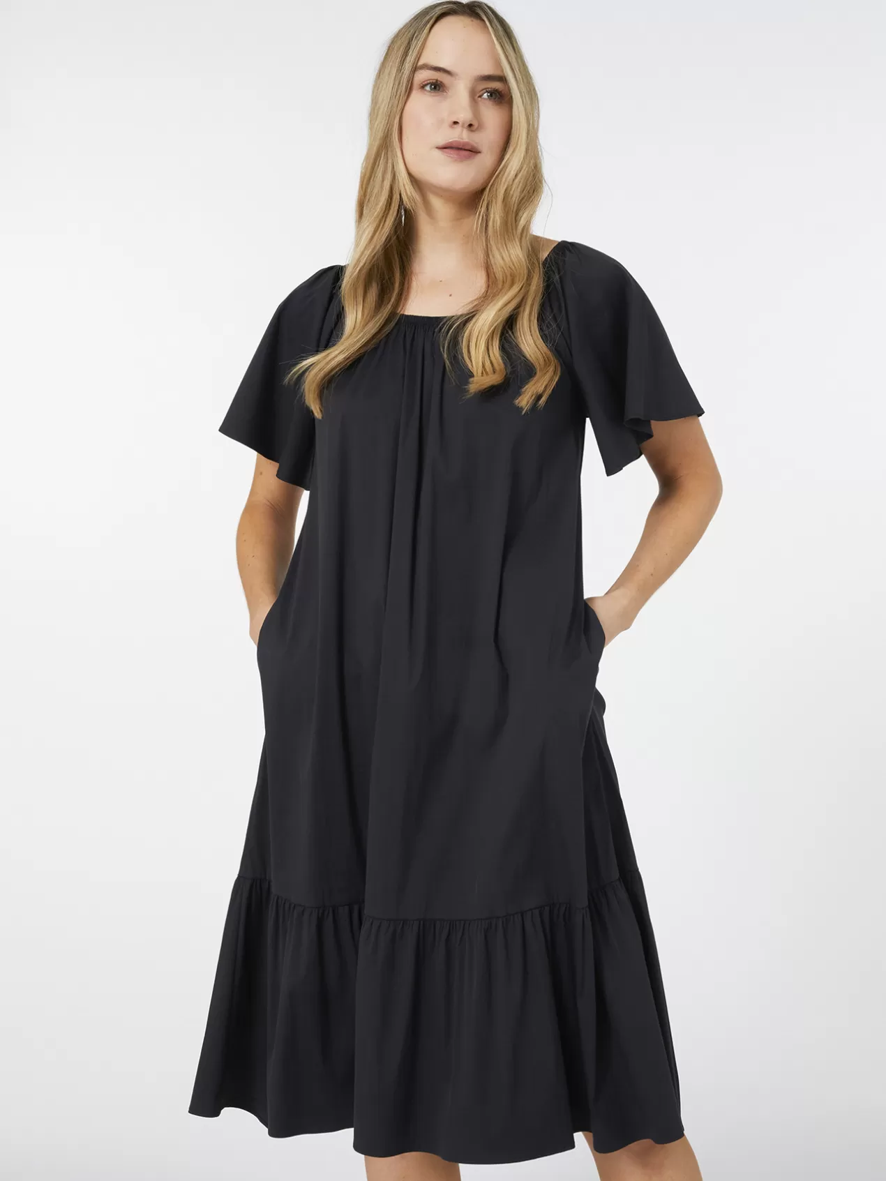 Online Elena Mirò Robe D'Ete A Volants Noir