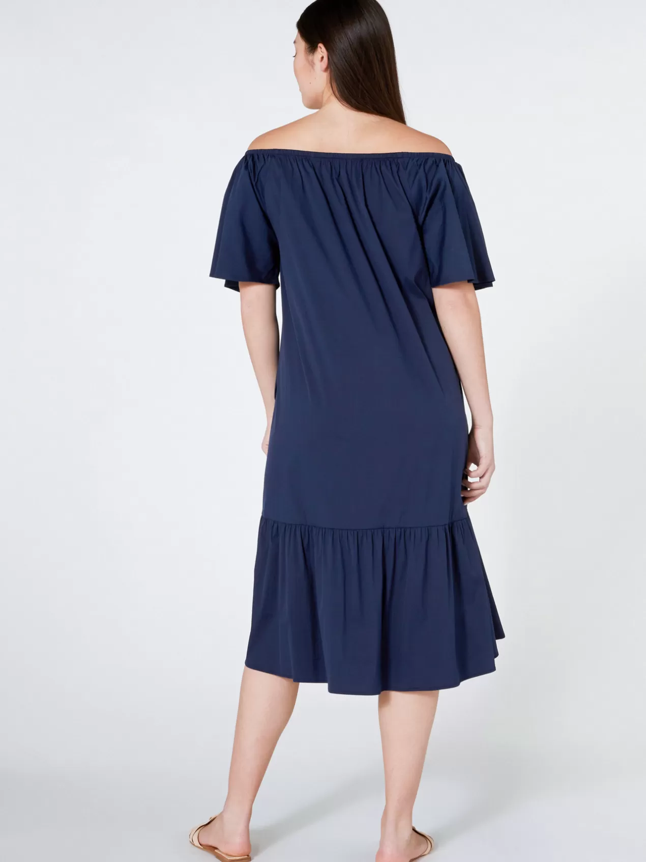 Outlet Elena Mirò Robe D'Ete A Volants Bleu