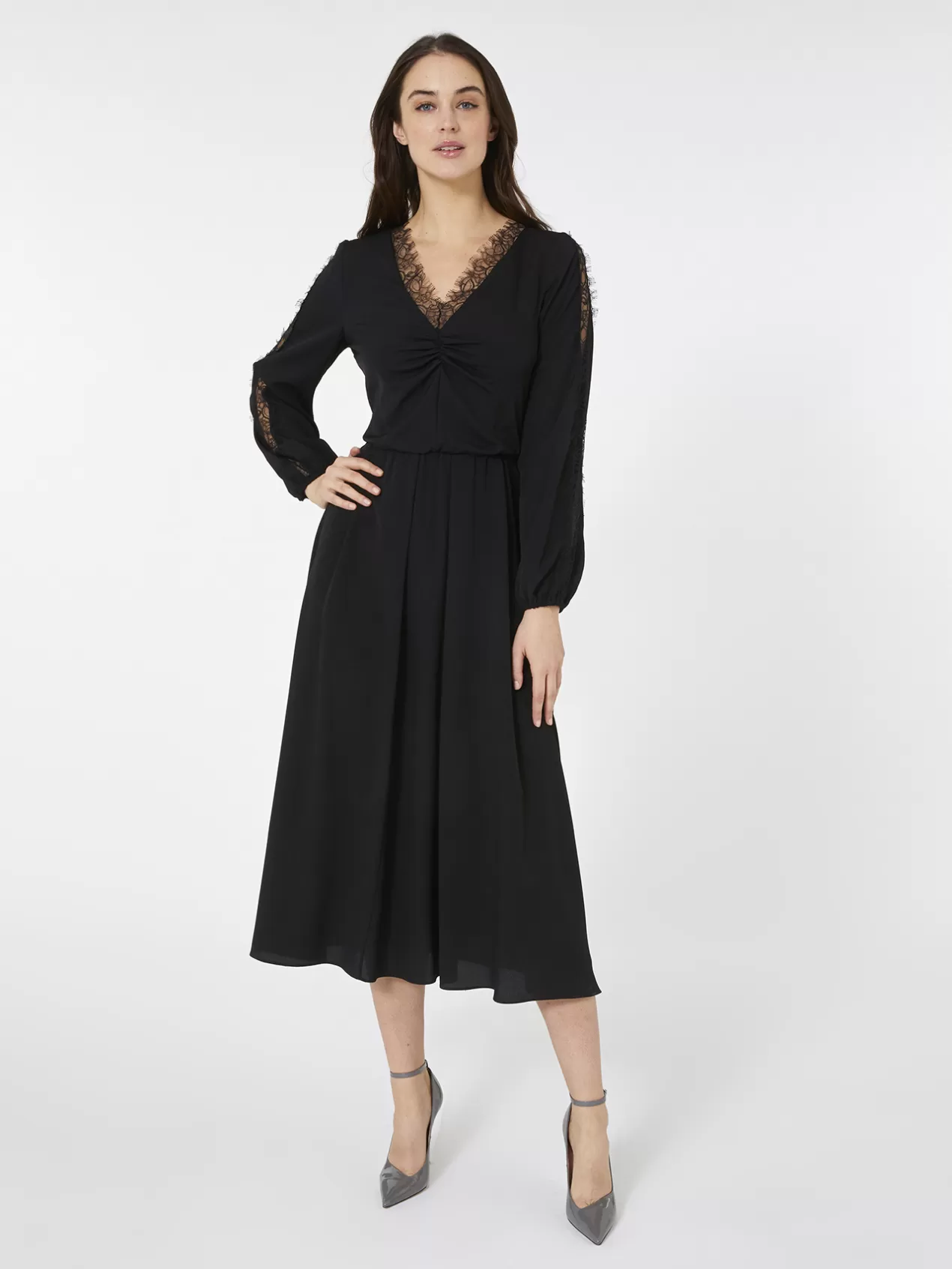Discount Elena Mirò Robe Elegante Avec Dentelle Noir