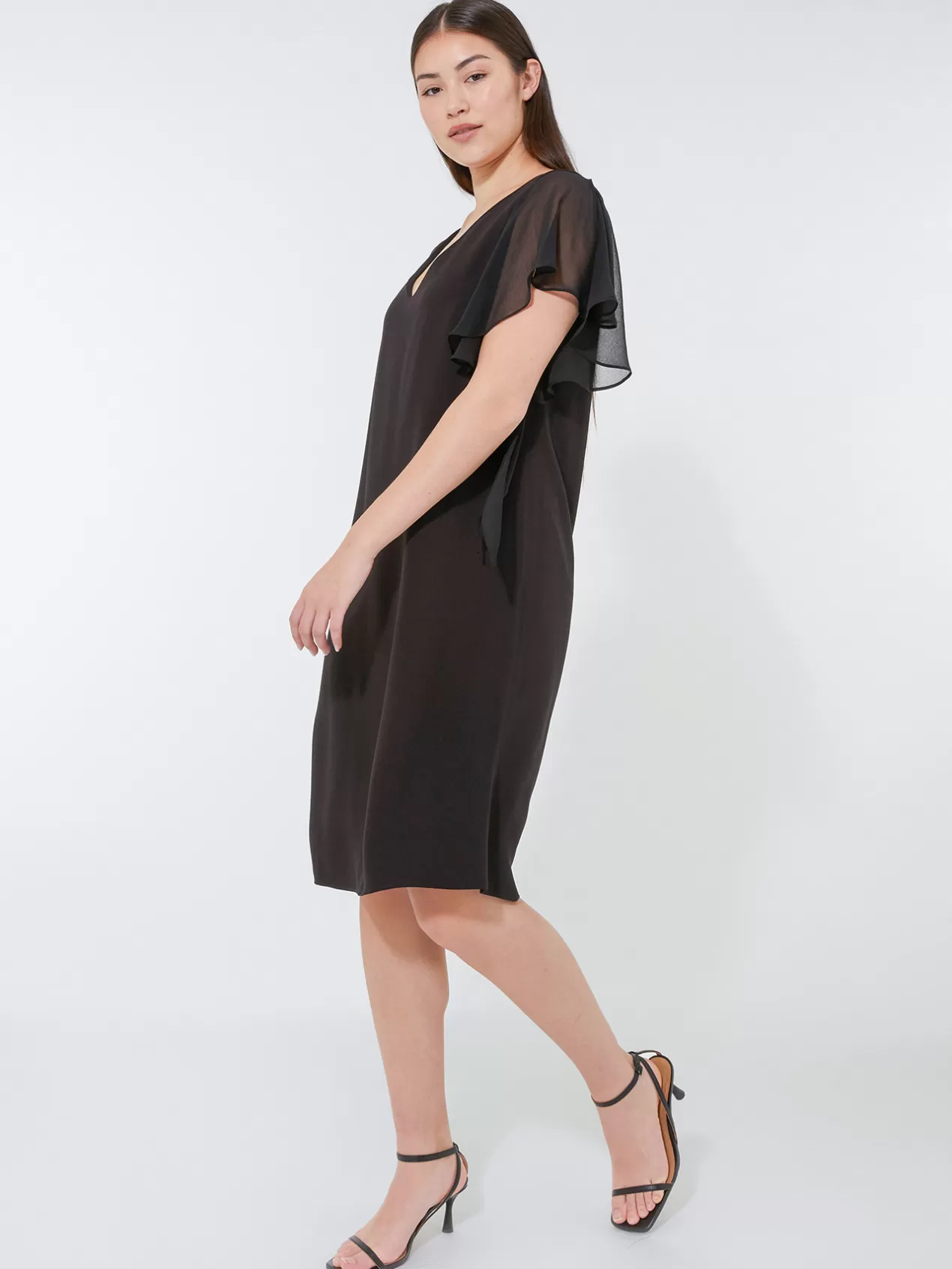 Discount Elena Mirò Robe Elegante Avec Manches A Volants Noir