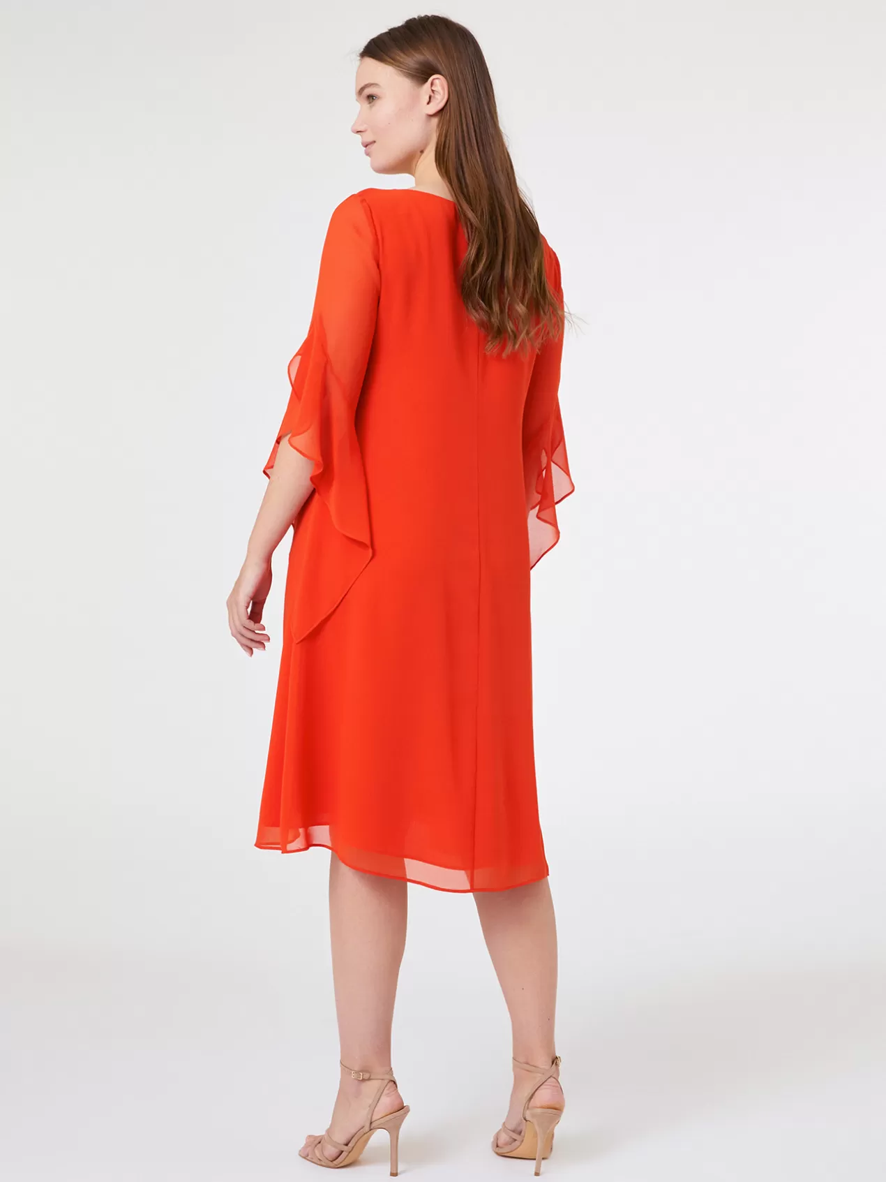Shop Elena Mirò Robe Elegante Avec Manches Evasees Orange Soleil