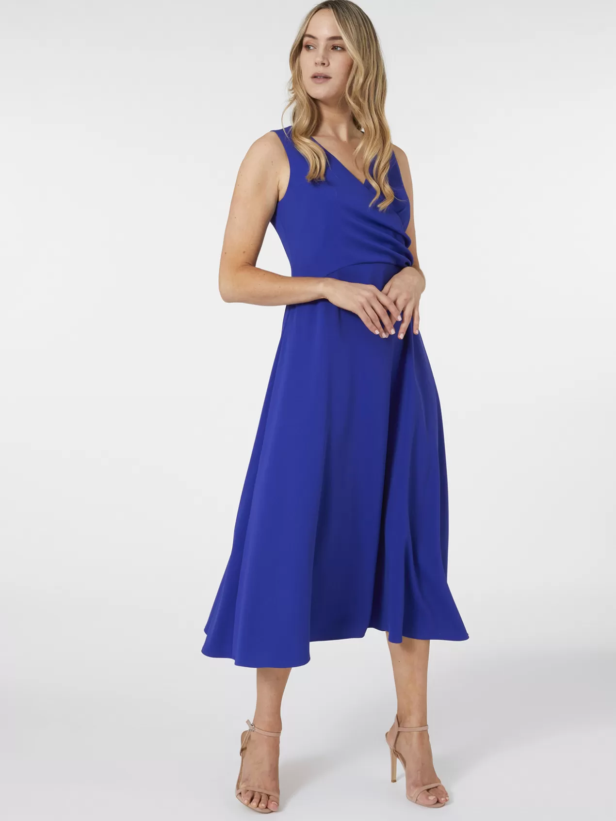 Clearance Elena Mirò Robe Elegante Croisee Sur Le Devant Bleuet