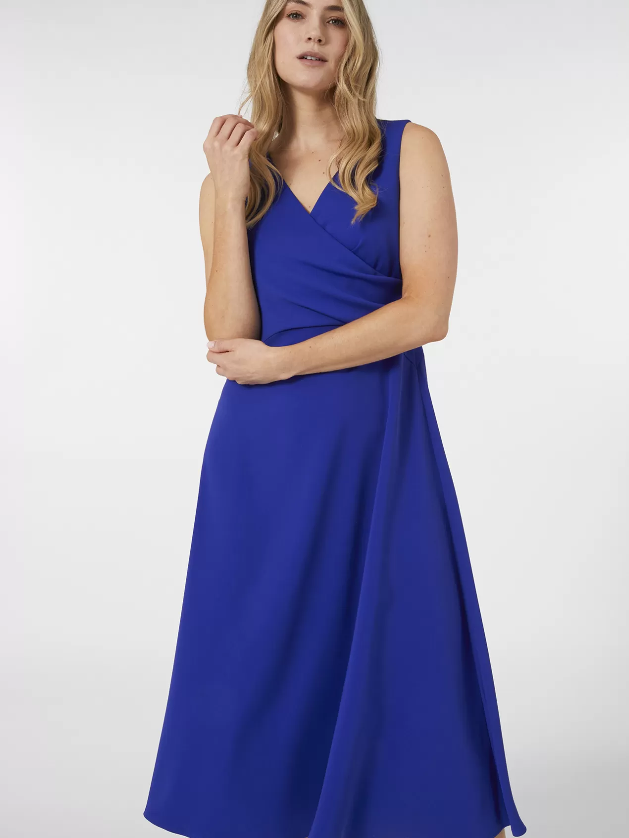Clearance Elena Mirò Robe Elegante Croisee Sur Le Devant Bleuet
