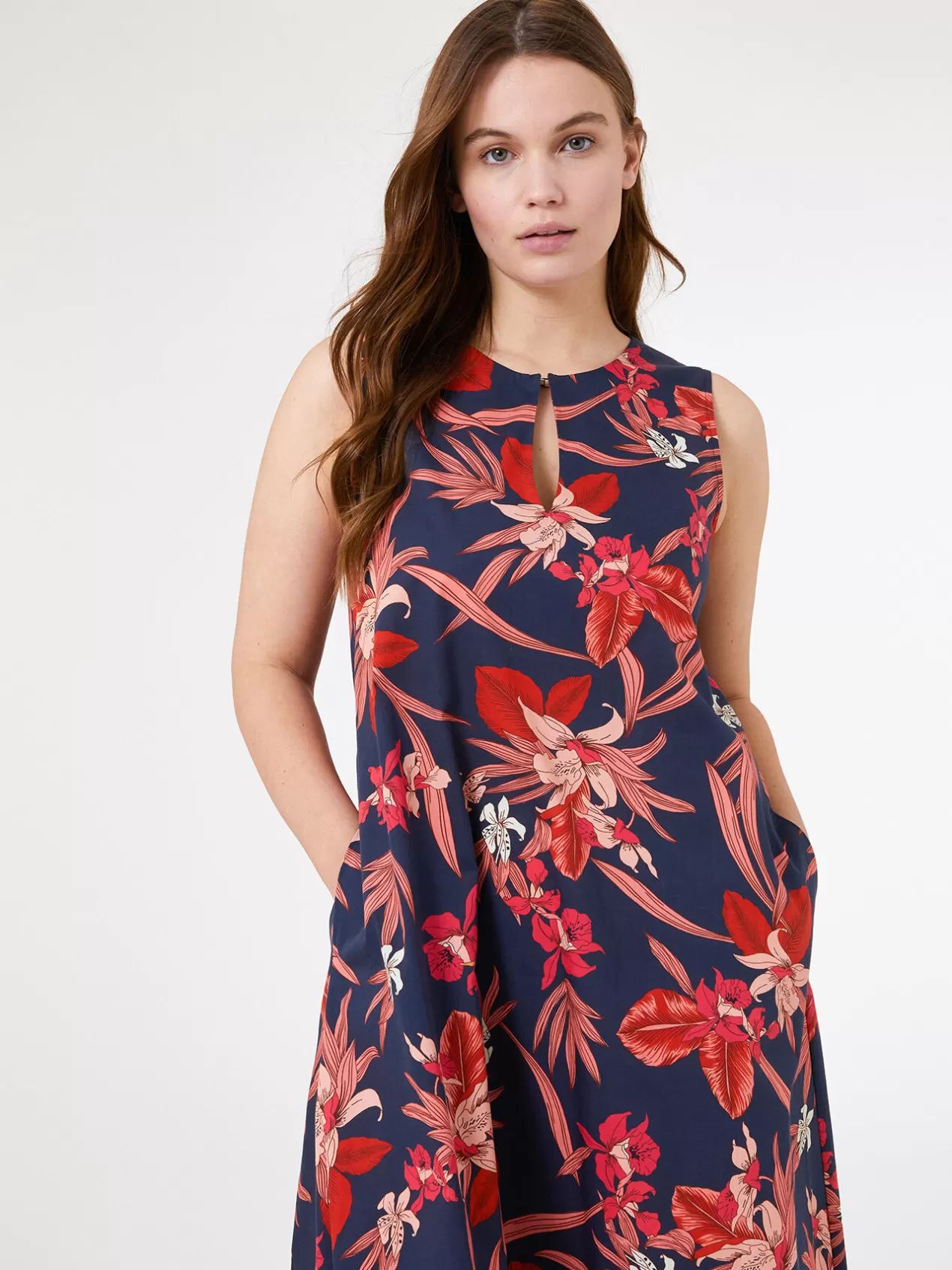Shop Elena Mirò Robe En Coton Imprime Bleu