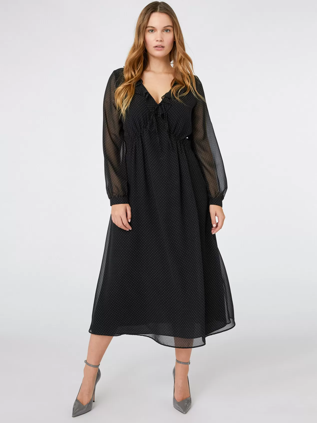 New Elena Mirò Robe En Georgette Imprimee Noir