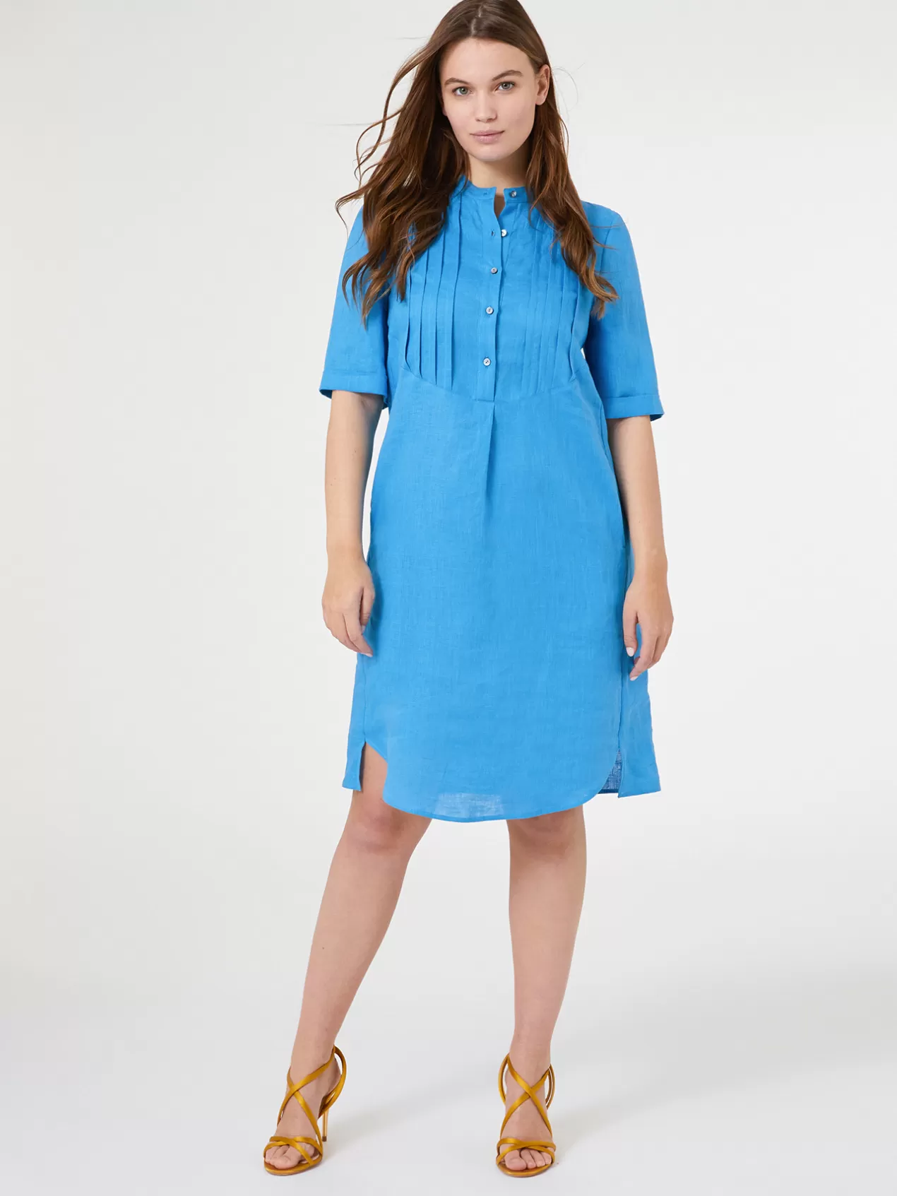 Cheap Elena Mirò Robe En Lin Avec Plis Light - Blue