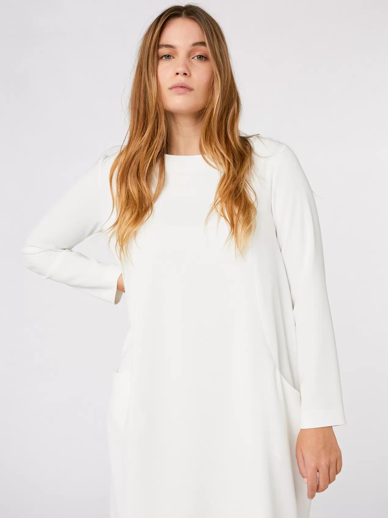 Best Elena Mirò Robe En Tissu Fluide Blanc