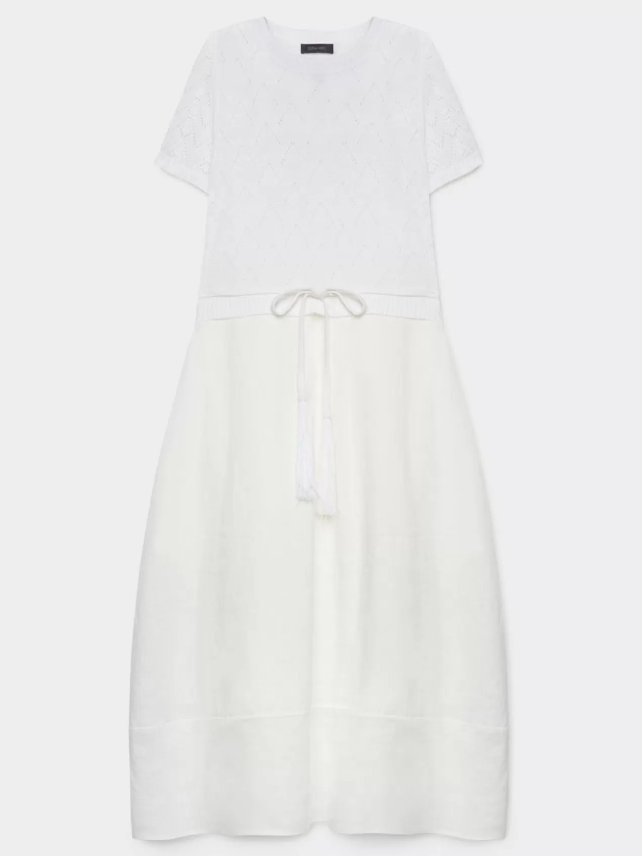 Outlet Elena Mirò Robe En Tricot Et Lin Blanc
