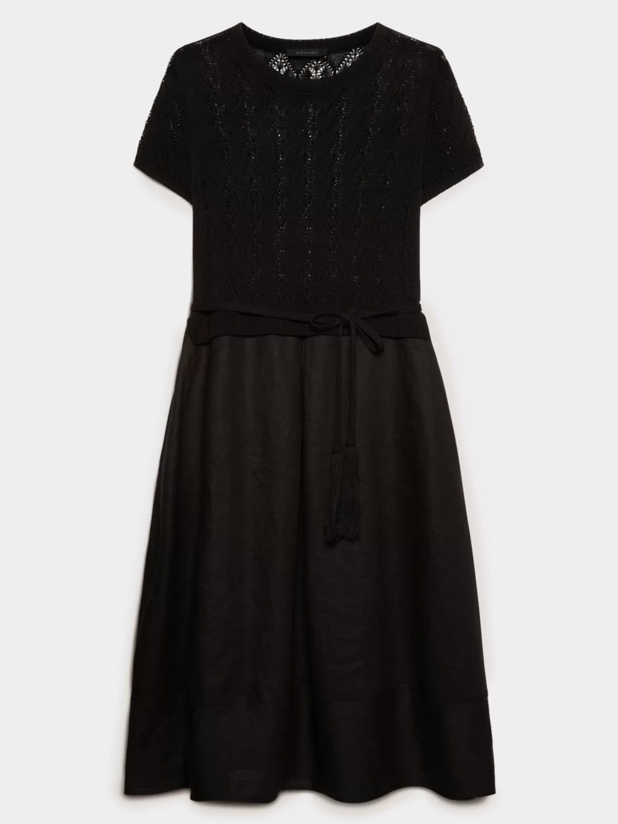 Fashion Elena Mirò Robe En Tricot Et Lin Noir