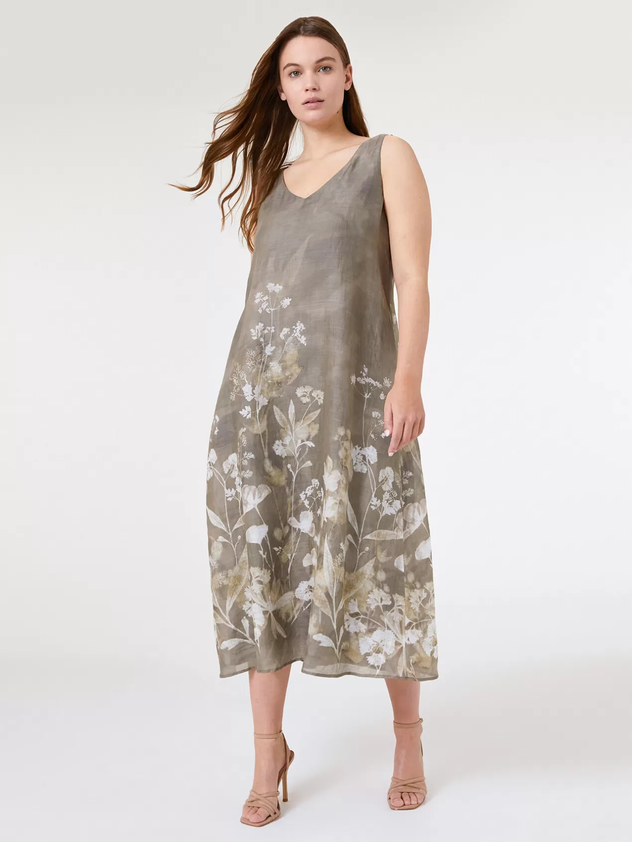 Shop Elena Mirò Robe Evasee A Fleurs Vert