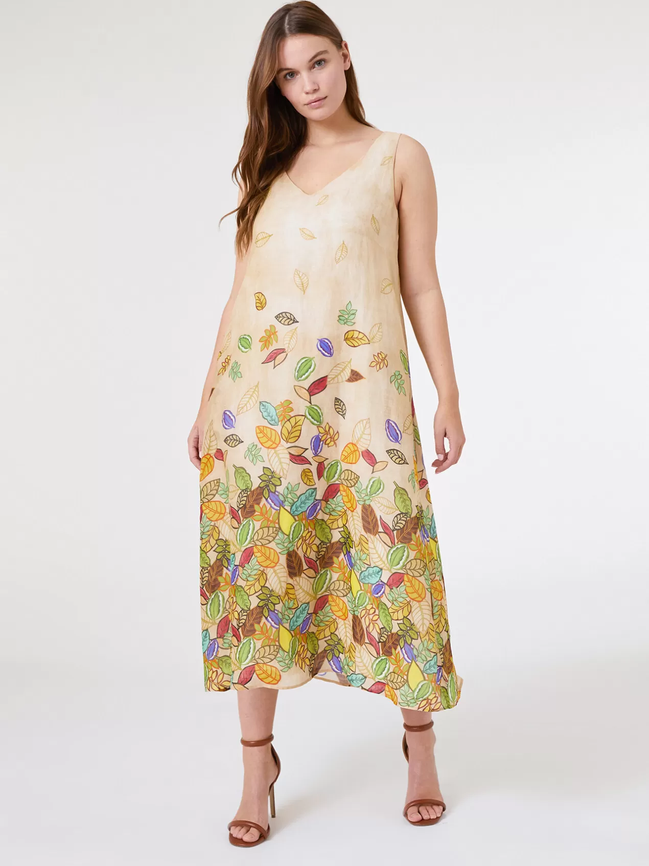 Cheap Elena Mirò Robe Evasee A Fleurs Beige