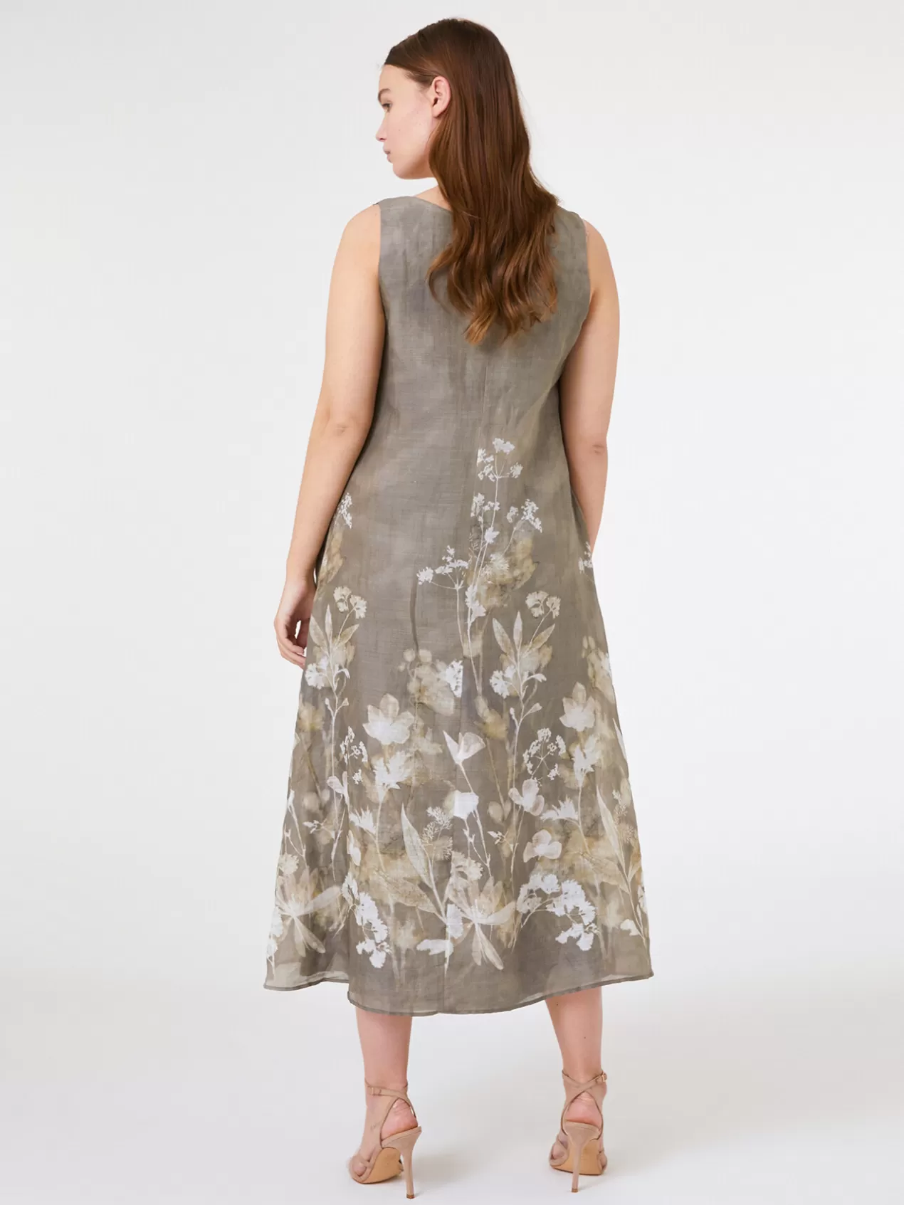 Shop Elena Mirò Robe Evasee A Fleurs Vert