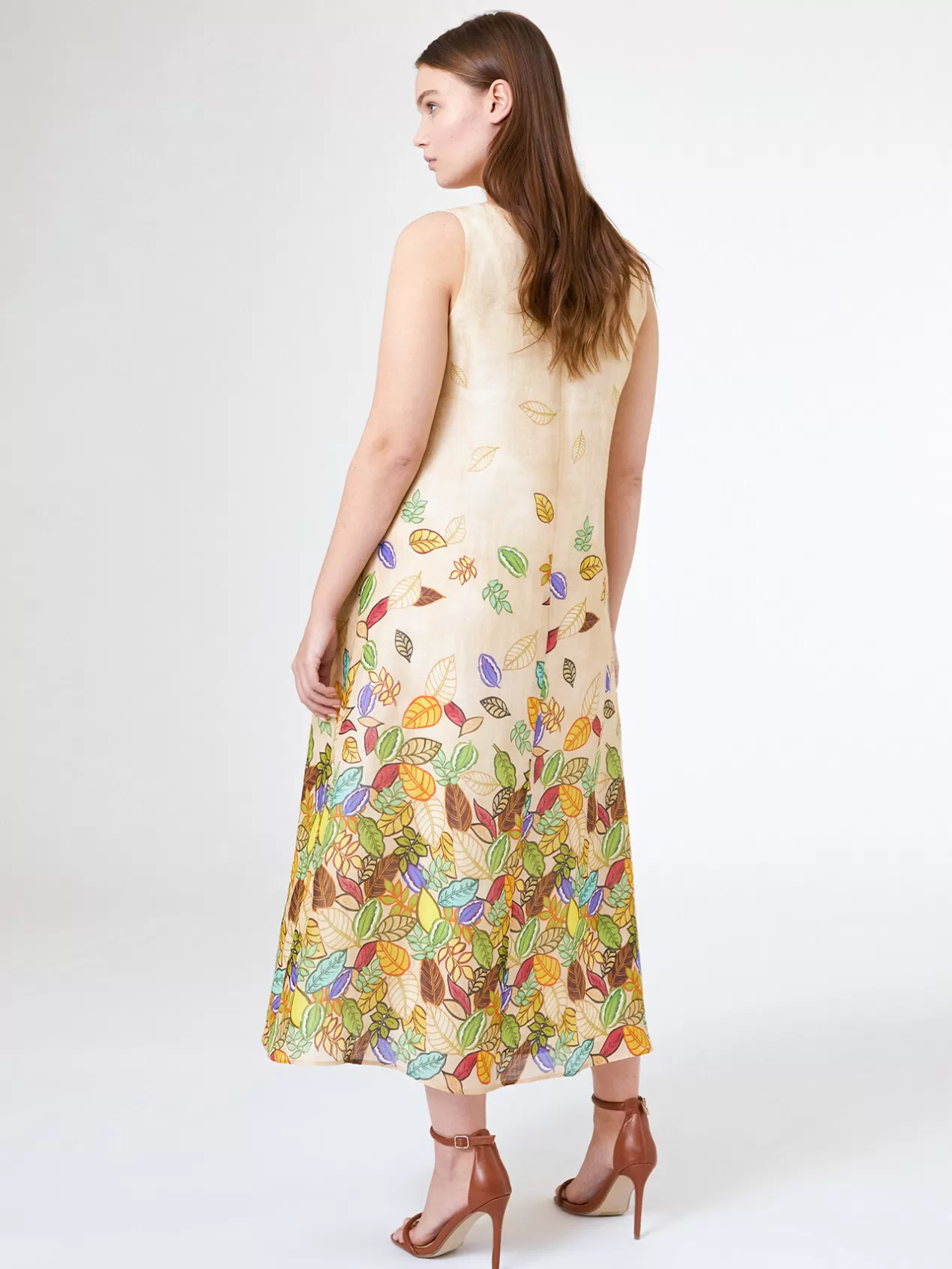 Cheap Elena Mirò Robe Evasee A Fleurs Beige