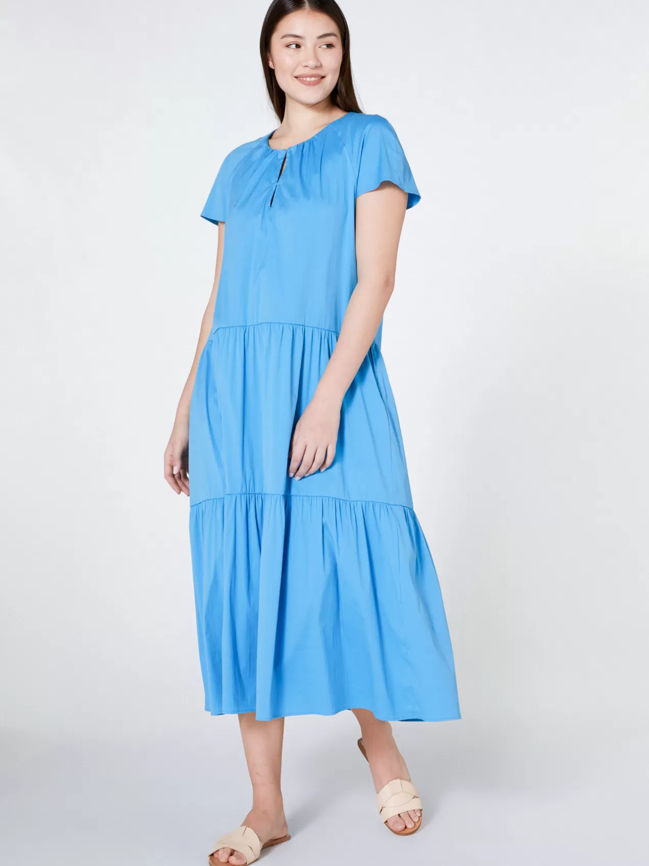 Store Elena Mirò Robe Longue A Volants Light - Blue